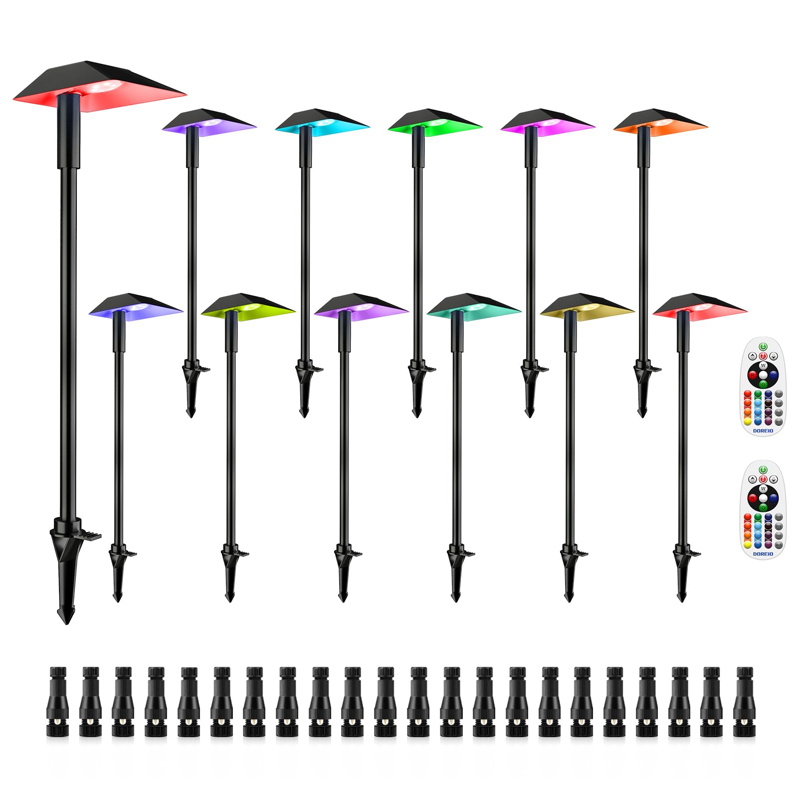 Doreio 5W Rgbw Low Voltage Led Landscape Lights, Ip66 Waterproof, 12 Pack For Garden Pathway