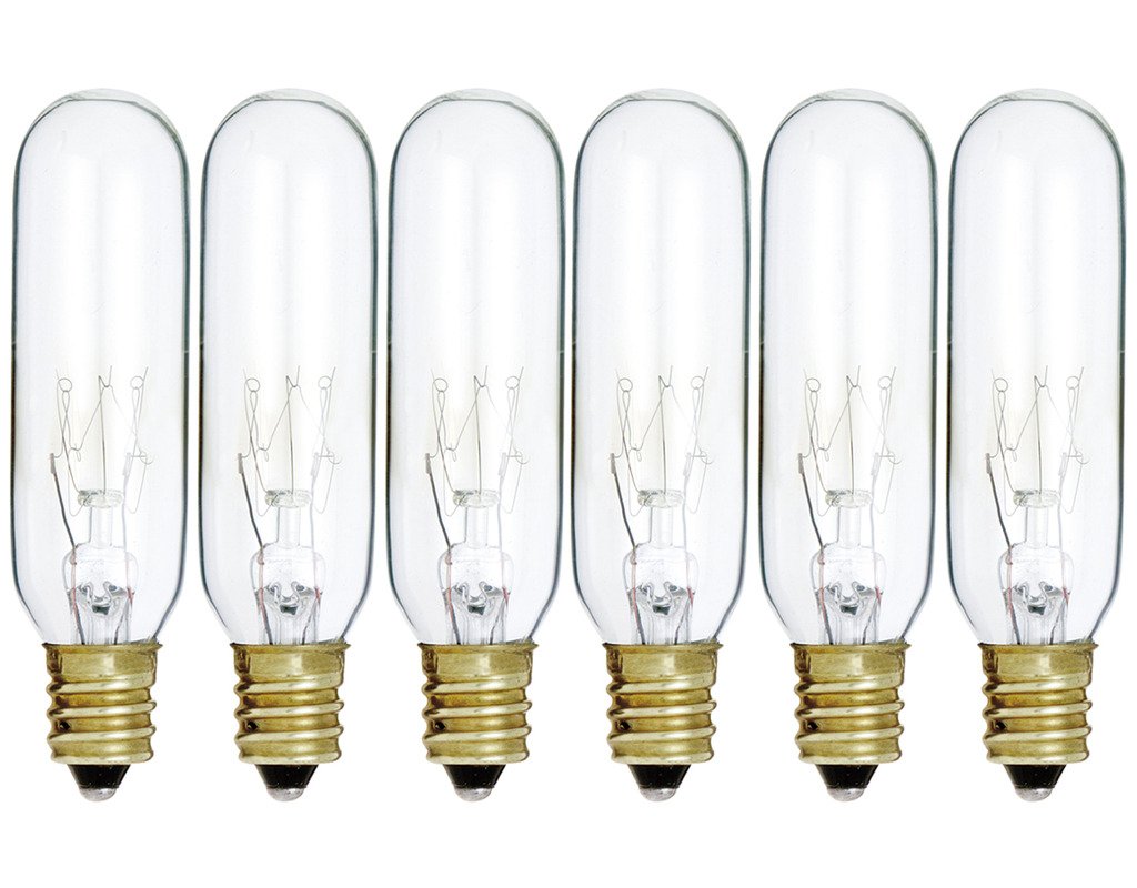 KOR (Pack of 6) 15T6/CL - 15 Watt T6 Clear Tubular - 120V - Candelabra (E12) Base - Incandescent Light Bulb