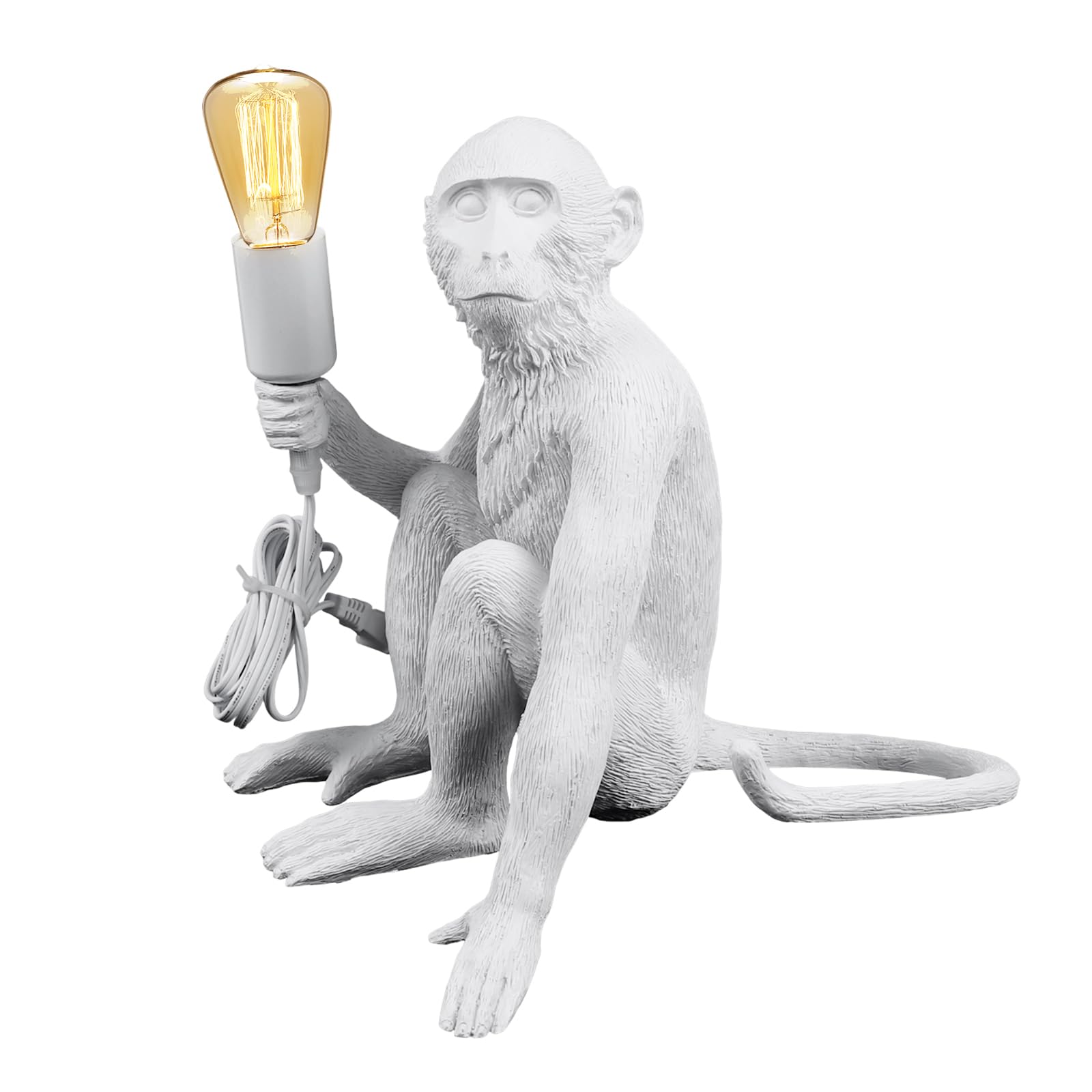 HuaShuani Monkey Desk Lamp, Bedside Monkey Statue Light, Creative Resin Table Light Lighting Fixture for Bedroom, Kids Room, Din
