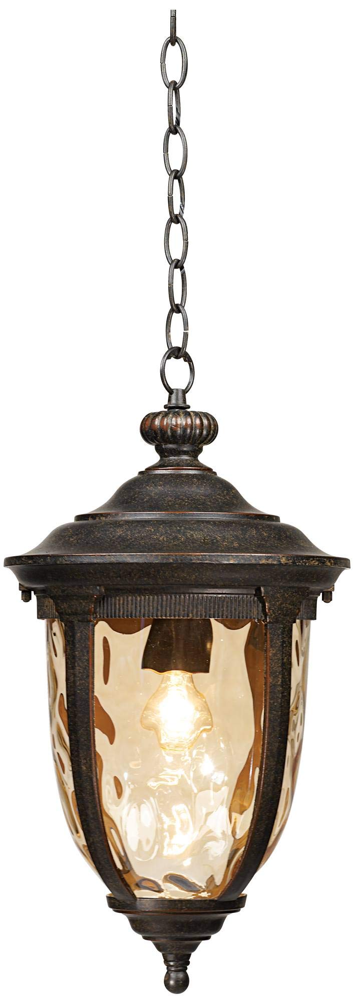 John Timberland Outdoor Ceiling Light, 18 Inch, Bronze, Damp Rated, Model 40379, Champagne Hammered Glass for Porch, Patio, Garden