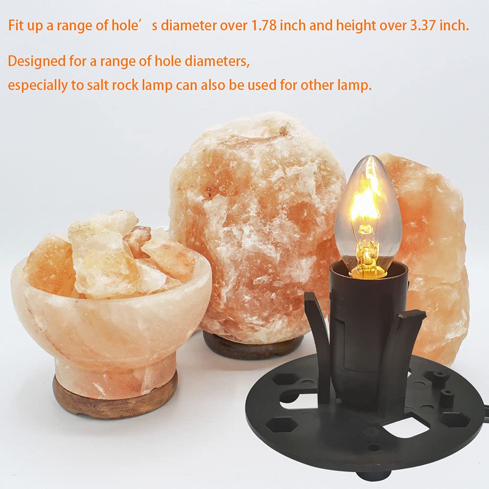 New Orange Heart Himalayan Salt Lamp Replacement Cord with Dimmer, 6FT, Black, Includes 6-Pack 15W E12 Halogen Bulbs, Model SLCR6B006
