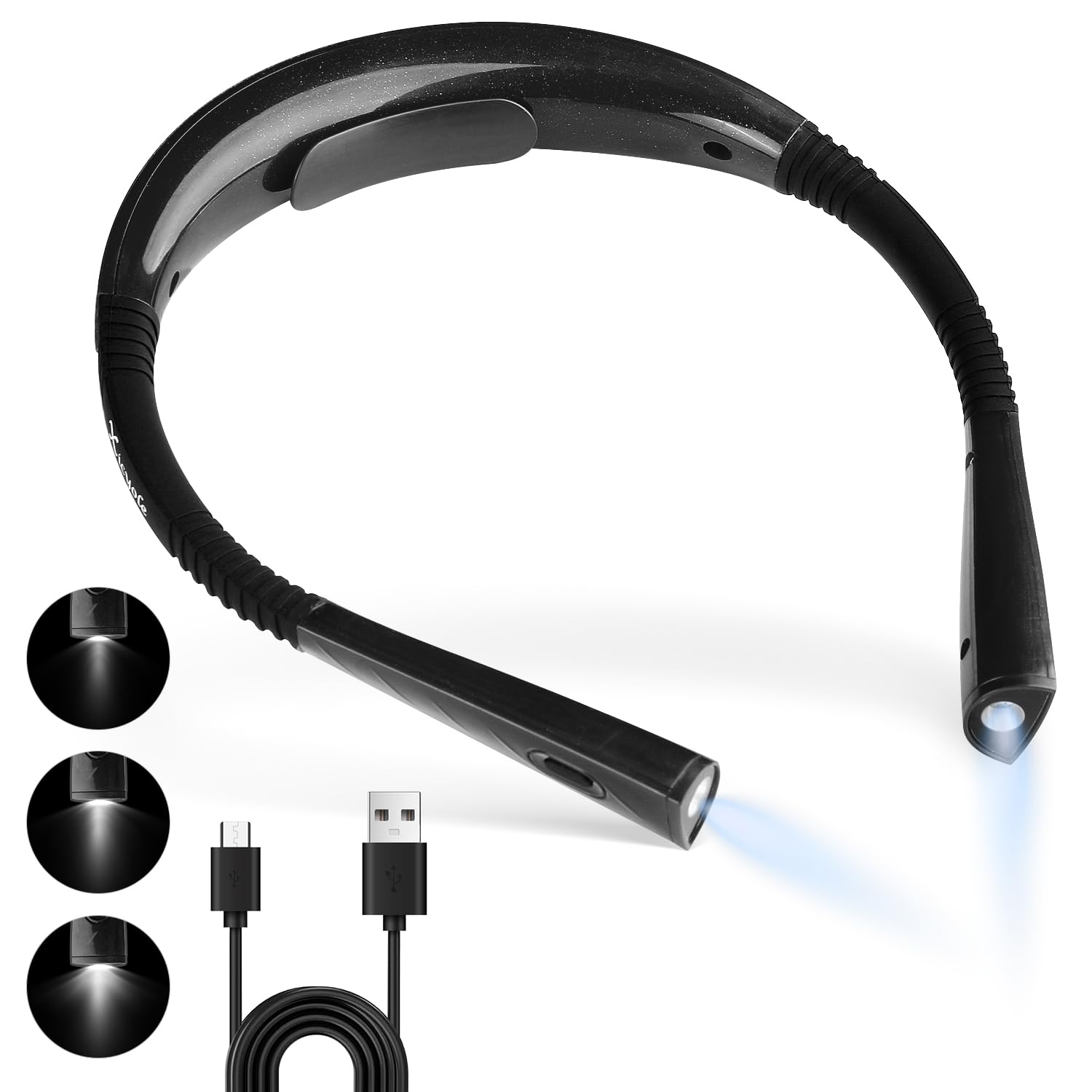 Xiyole Book Light, Reading Light, 3 Modes, 9 Brightness LED Neck Reading Light, USB Rechargeable, 360  Flexible Light Arm, Hands