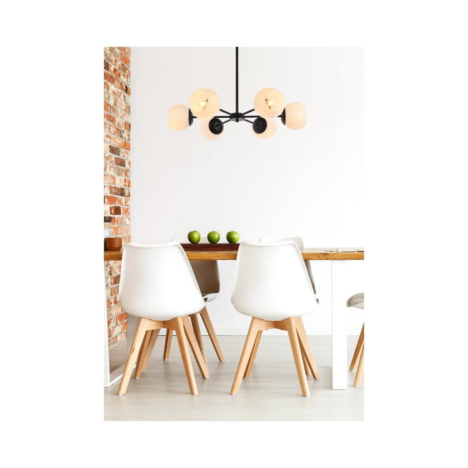 Elegant Lighting Living District Briggs 6-Light Mid-Century Metal Pendant in Black and White