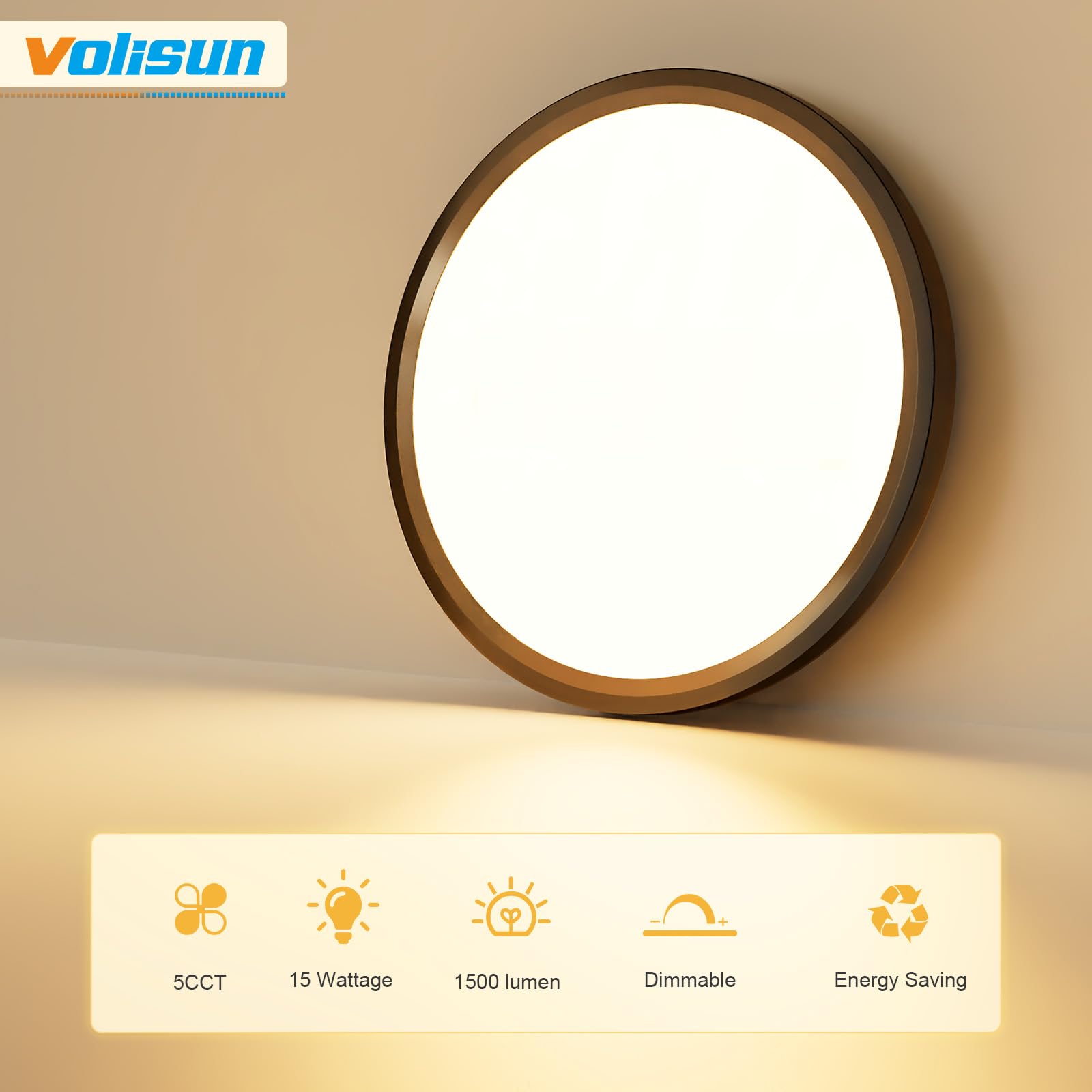 VOLISUN 4Pack 5 CCT LED Flush Mount Ceiling Light,12 inch Dimmable Ultra-Thin LED Ceiling Light Fixture, 3000K-6500K Selectable,