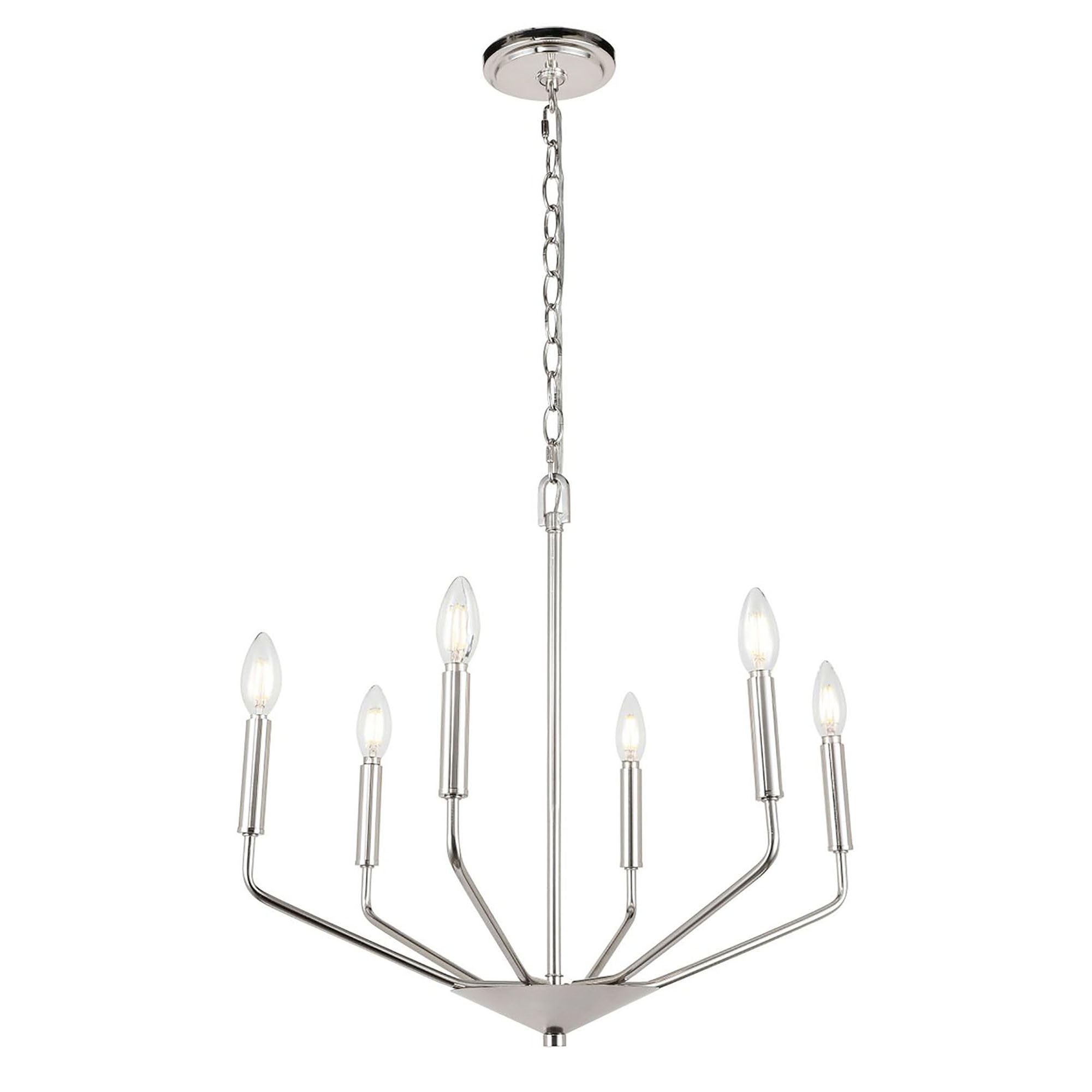 Living District Indoor Modern Home Decorative Bright Ceiling Enzo 6 Light Chrome Pendant