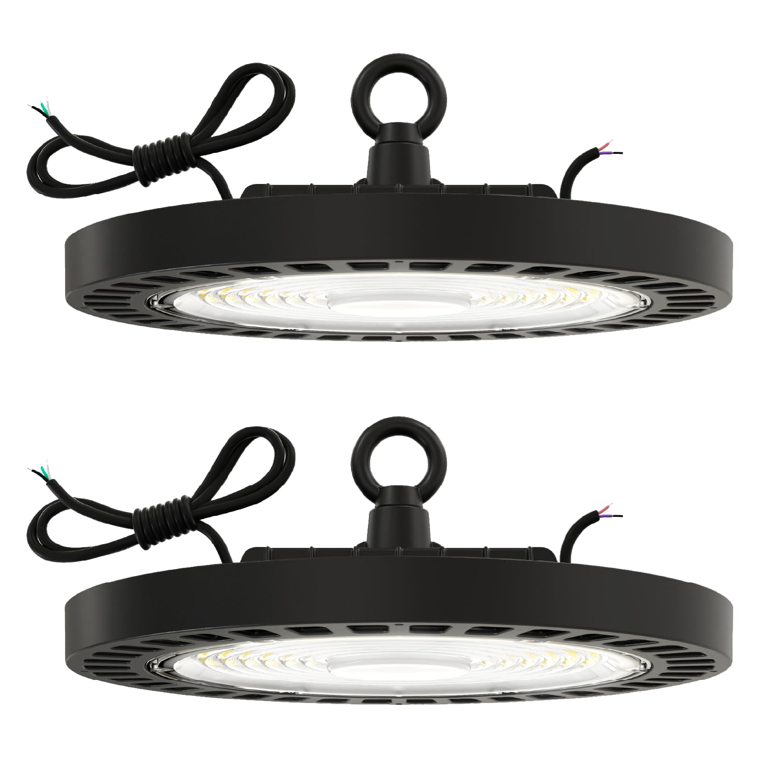 Sunco 2 Pack UFO LED High Bay Light, Lighting for Warehouse, 4000K Cool White, 150W, 21000 LM, 100-277V, Dimmable 0-10V, IP65 Wa