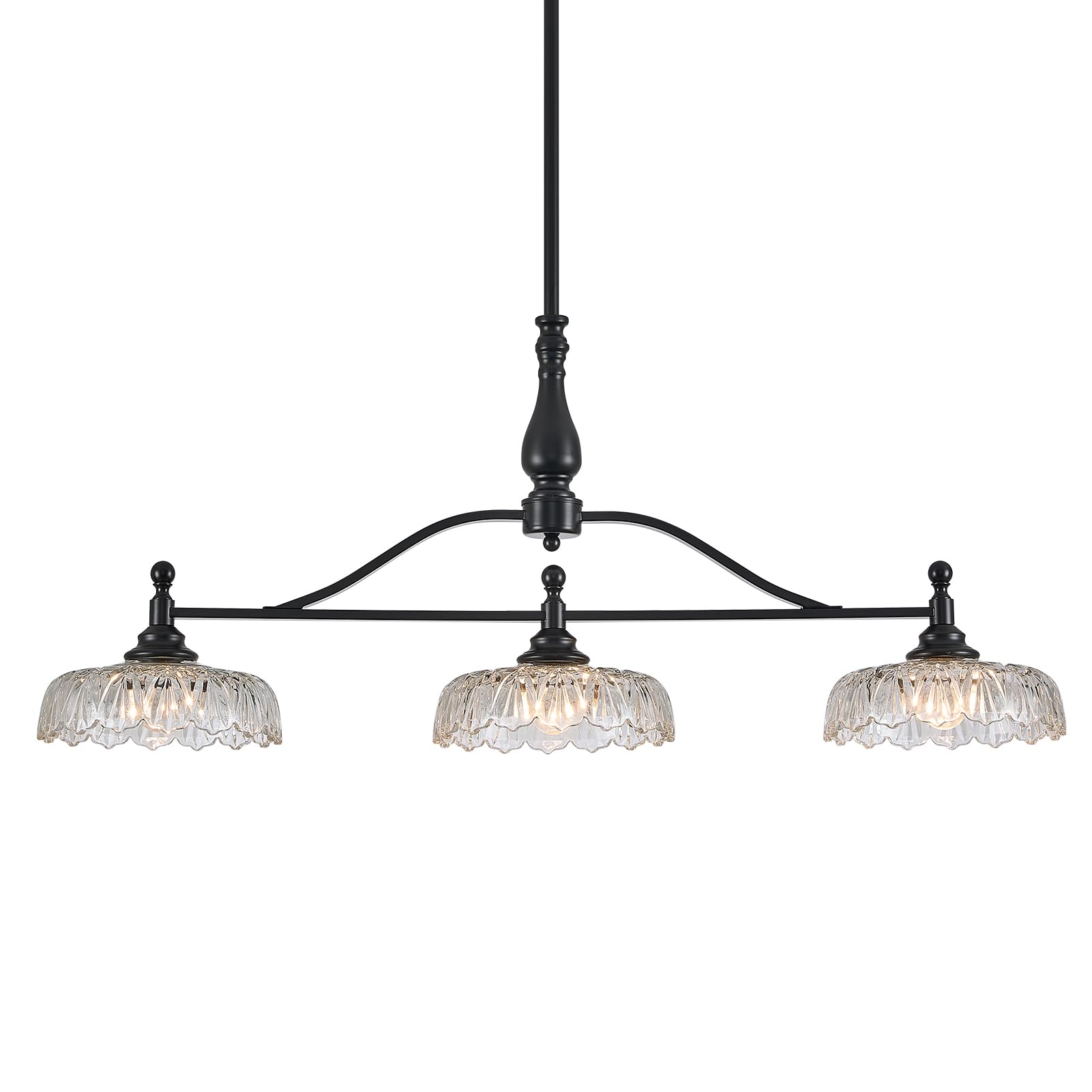 HDDFL Chandeliers Pendant Light Fixture Modern Pendant Lighting Fixtures 3 Lights Chandelier Matte Black Kitchen Glass Hanging L
