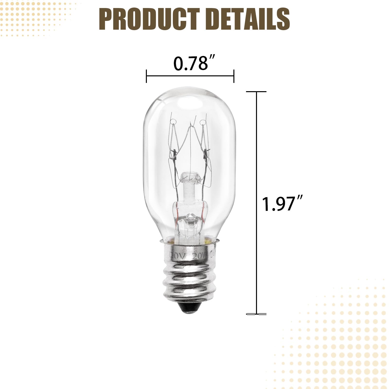 Verplexter 20W Clear Incandescent Replacement Bulbs, For Conair Mirror Light Bulbs, 2-Pack