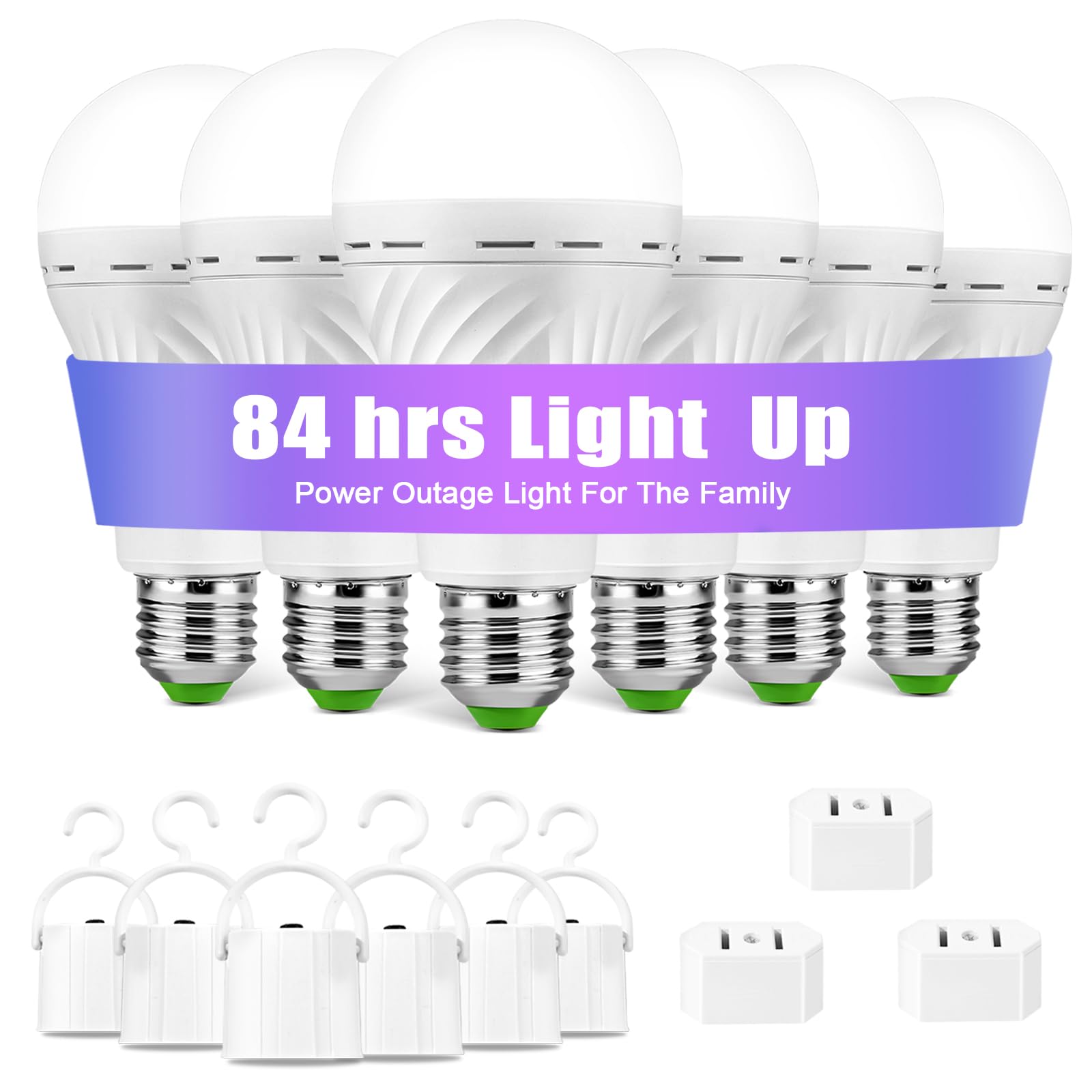 LHZHENG Emergency Rechargeable Light Bulb 12W 60W Equivalent LED White E27 6 Pack TWHLQ-PR1