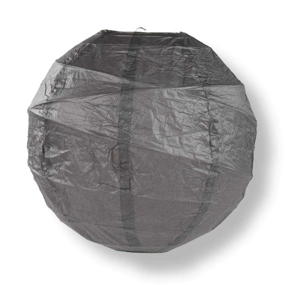 PaperLanternStore.com 6 Inch Driftwood Grey Round Paper Lantern, Crisscross Ribbing, Hanging Decoration