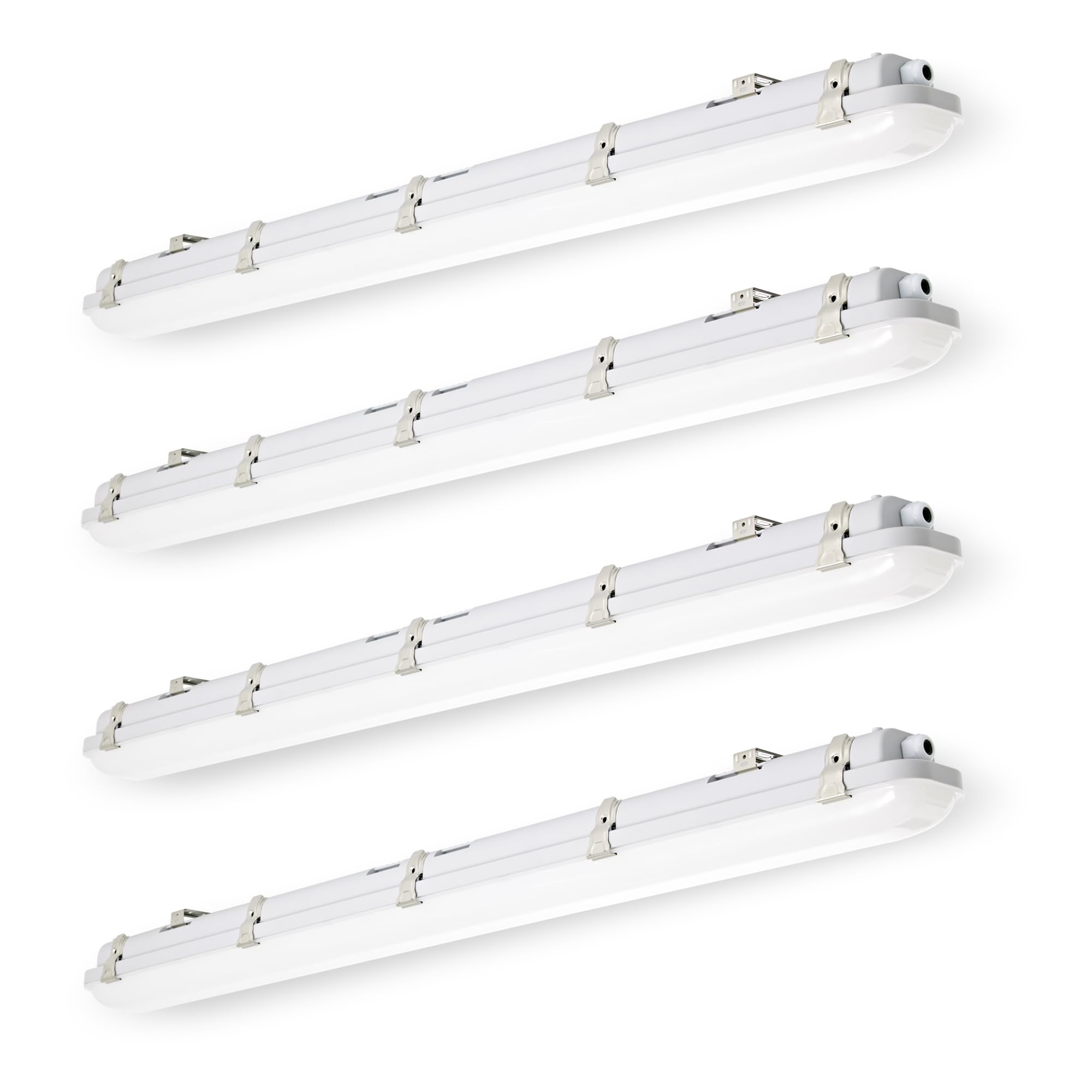 4FT LED Vapor Tight Light  60W 7800 Lumens Vapor Proof Light Fixture(120W Eq.) 5000K Outdoor Shop Lights 0-10V Dimmable 100-277VAC  IP65 LED Lighting for Cold Storage Car Parking Warehouse-4PACK