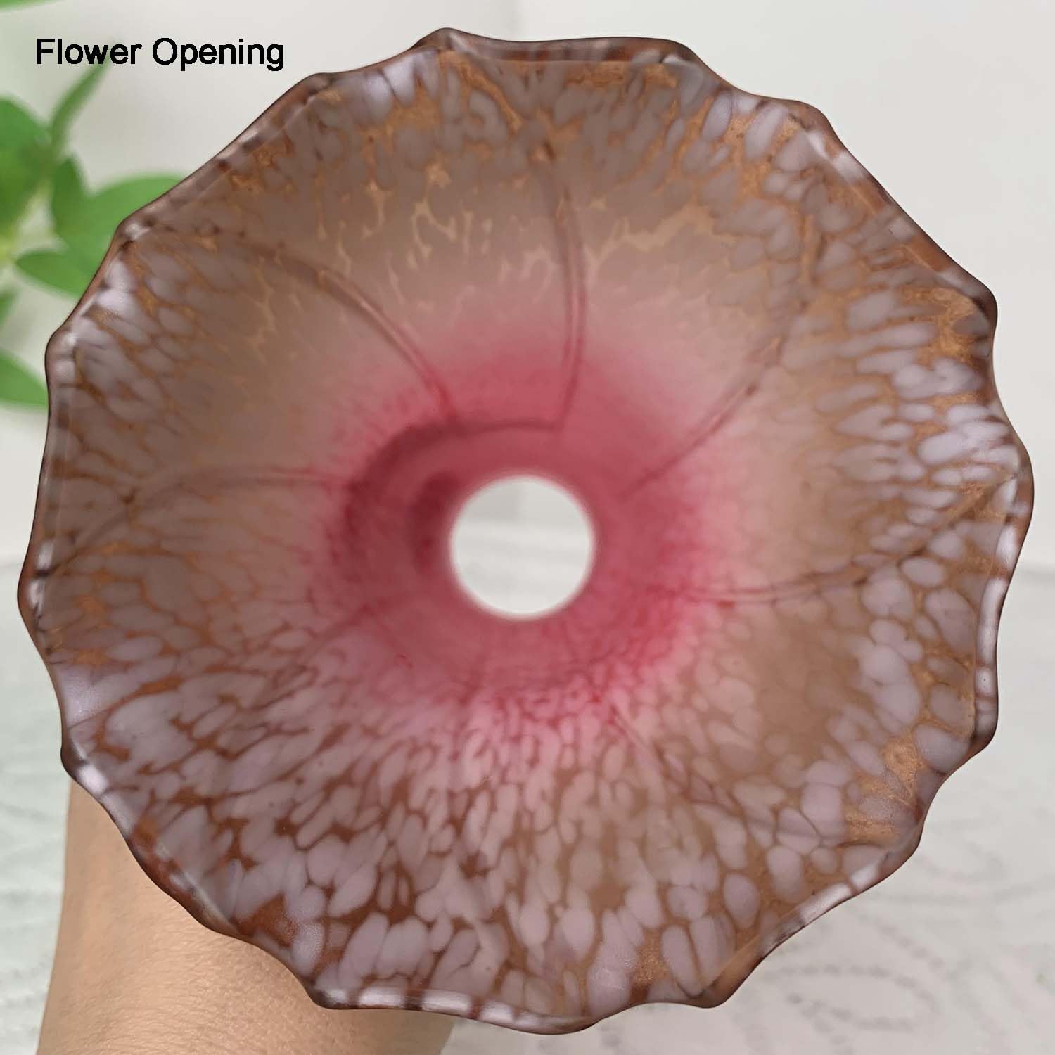 Bieye Lily Flower Blown Glass Lampshade, Large Red Brown, I.D. 1.26" x O.D. 1.5", Model LILYSHADE