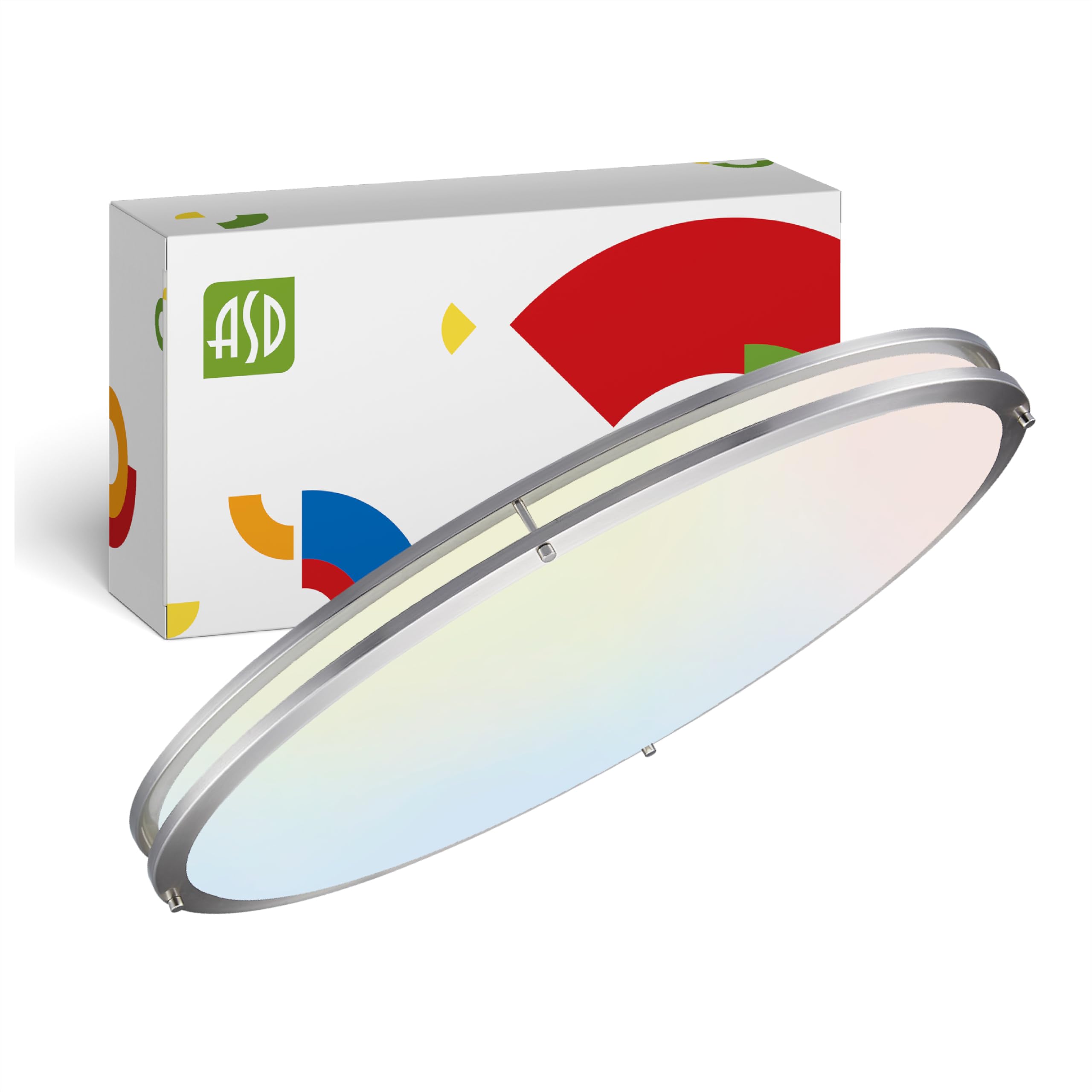 ASD LED Flush Mount Light Fixture 32 Inch, 45W 3750LM, Dimmable, Energy Star, Brushed Nickel, Model A-LFMOV-M32D45C-N