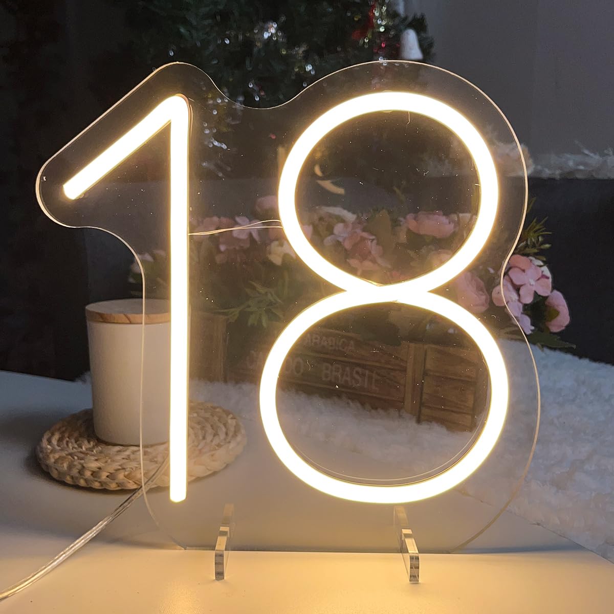 18 Year Old Neon Sign For First Birthday Party Neon Sign Custom Light Up Sign Indoor Bedroom Home Decor Led Neon Signs Large Backdrop Flex Christmas Living Room Girls Boys Gift Warm White 25?24.8 Cm
