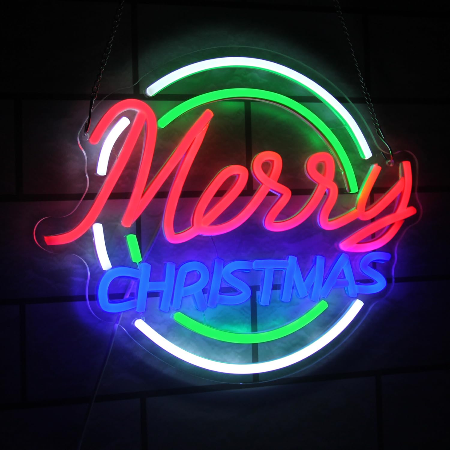 Kullneon Merry Christmas Neon Sign - Dimmable LED Neon Light Sign with Colorful Letters for Bedroom, Bar, Xmas Party, Christmas