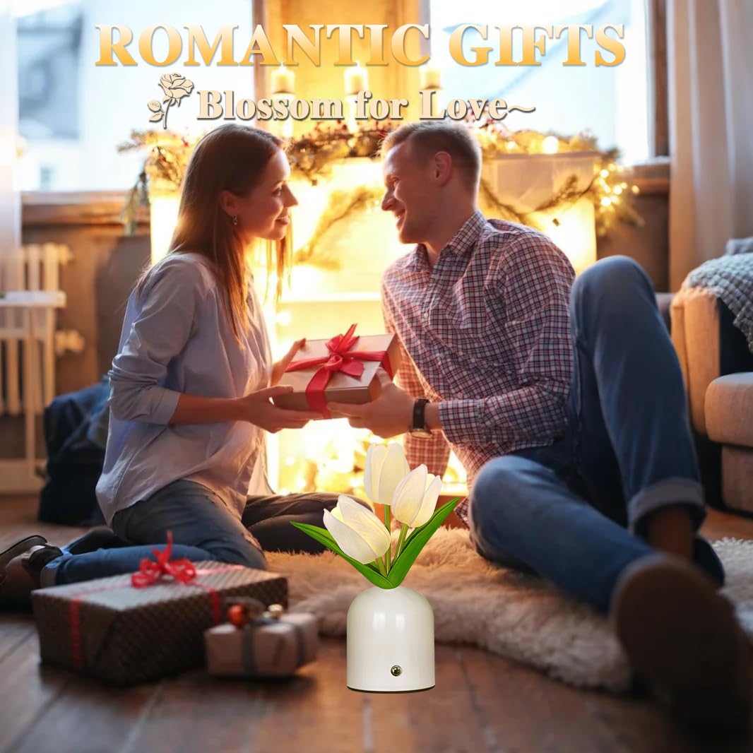 Zqpbled Birthday Gifts For Women/Mom Table Lamp  3 Color Crystal Flower Bedside Lamps Infinitely Dimming With Usb Charge Small Night Light Nightstand Touch Lamp For Bedroom (S-White)