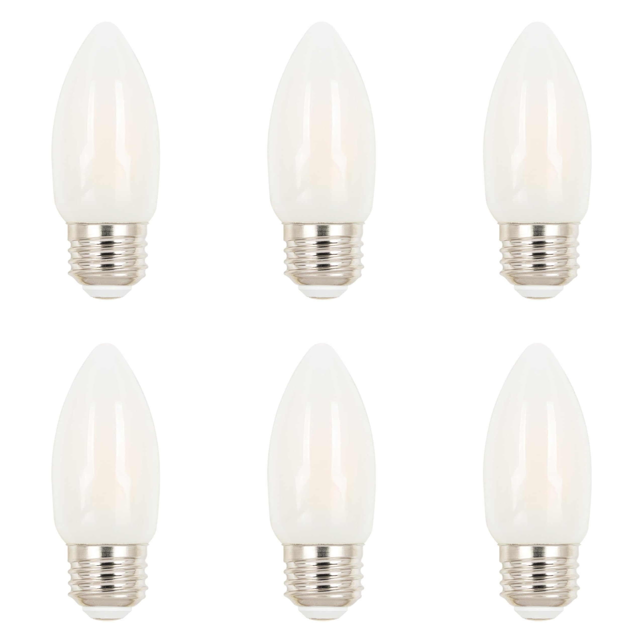 Westinghouse 5318020 6.5 Watt (100 Watt Equivalent) B11 Dimmable Frosted Filament LED Light Bulb, Medium Base, 6 Pack