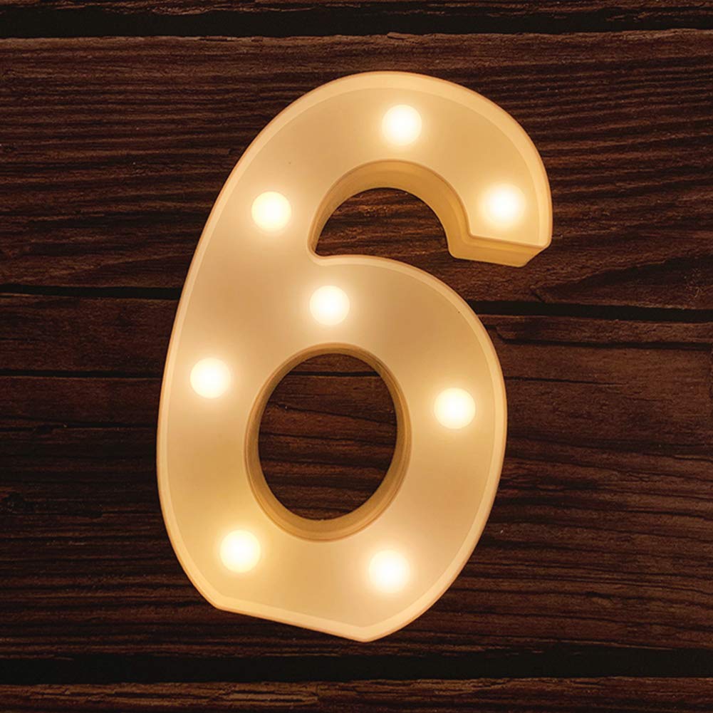 MUMUXI Light Up Letters & Numbers | Battery Powered | Bright for Wedding, Birthday, Party | Acrylonitrile Butadiene Styrene | 6