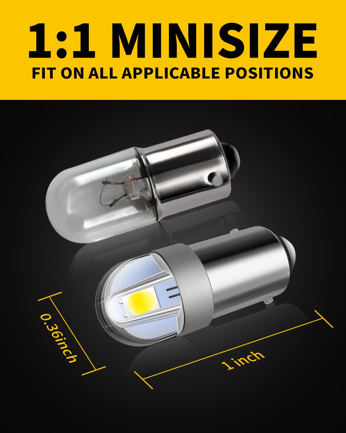 Antline BA9S LED Bulb, Super Bright White 12V Canbus Error Free for Dome, Map, License Plate & Glove Box Lights (Pack of 10)