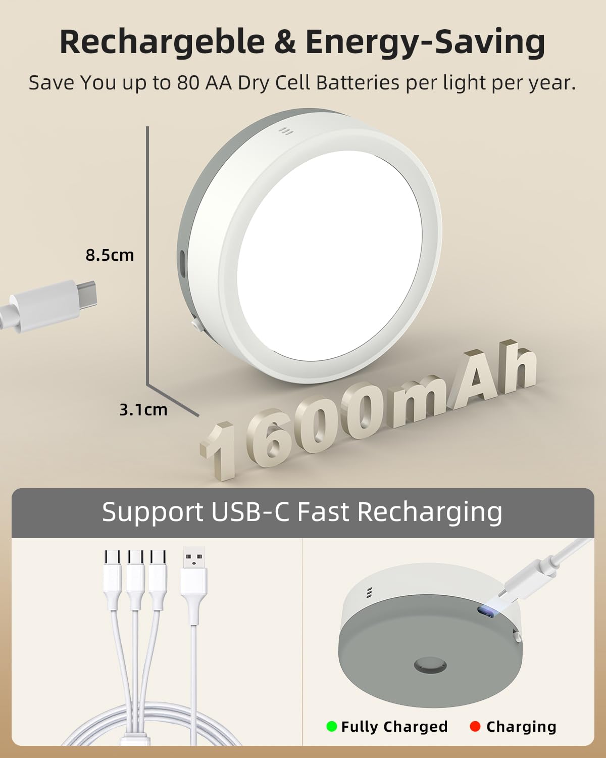 Rechargeable Color Changing Puck Lights, 1600Mah Battery Powered Tap Light With Remote Magnetic Push Lights Stick On Closet Lights Wireless Led Usb Shelf Light Rgb Under Cabinet Touch Lights Classroom