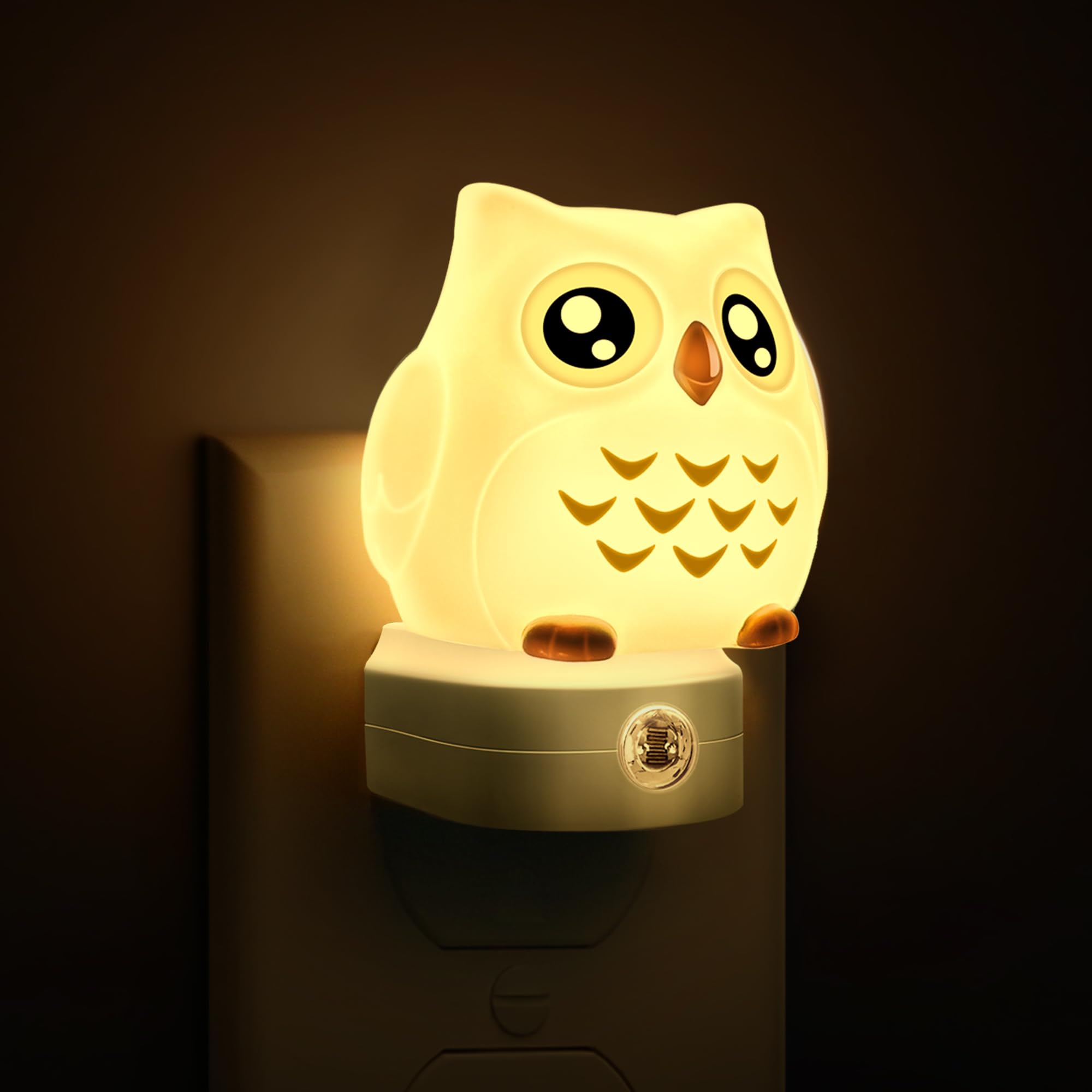 L LOHAS LED Owl Night Light for Kids, 3D Owl Night Light Plug in Wall, Dusk to Dawn Sensor, 8-Color Changing+Soft White 3000K, 3