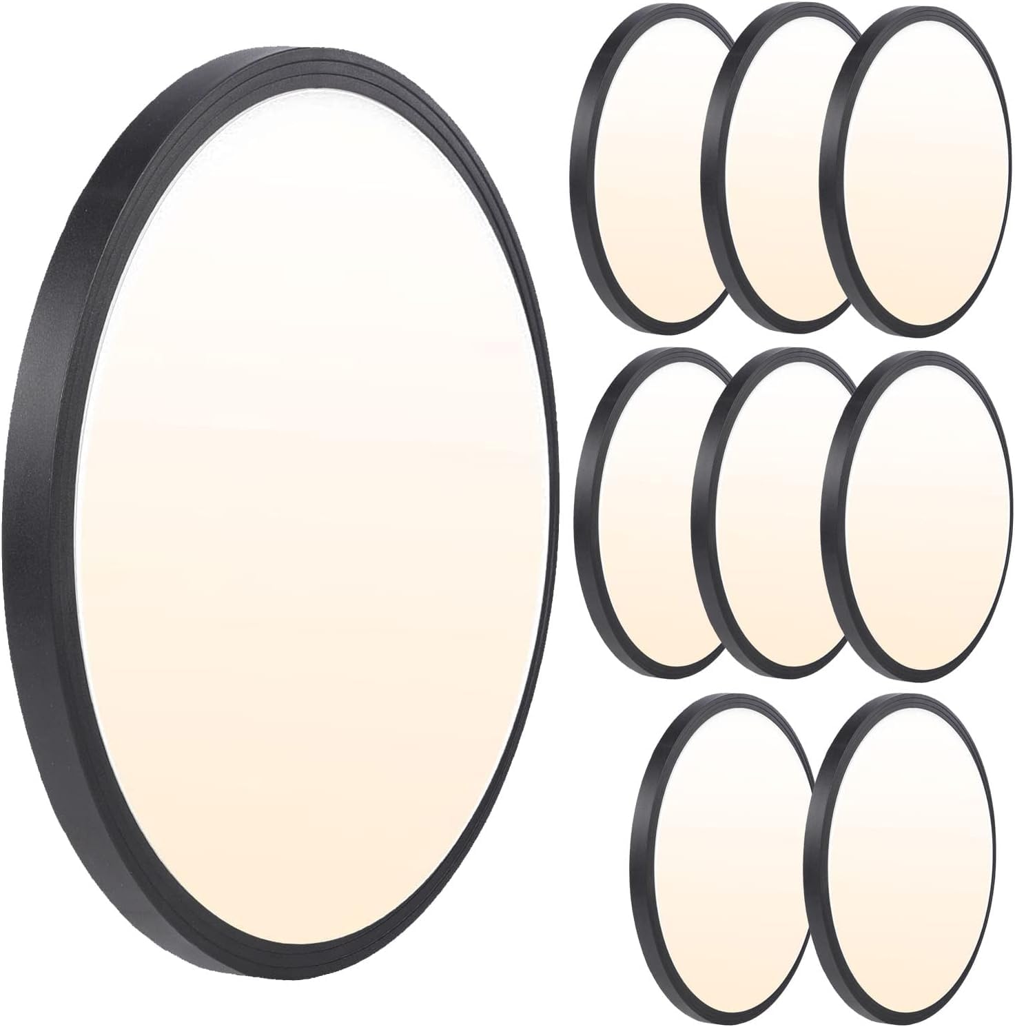 RGZZUP LED Ceiling Light 12 Inch, 28W 3200LM, 3 Color Changeable, Slim Surface Mount, Black, 8 Pack