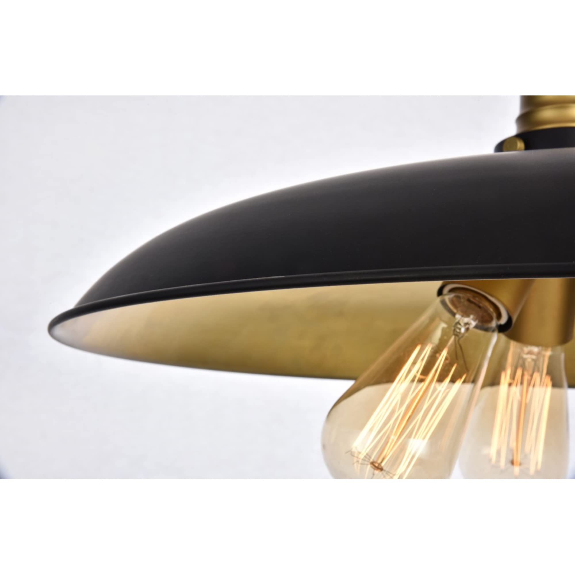 Elegant Lighting Living District Indoor Modern Home Decorative Bright Ceiling Anders Collection Chandelier D20.5 H6.5 Lt:3 Black and Brass Finish