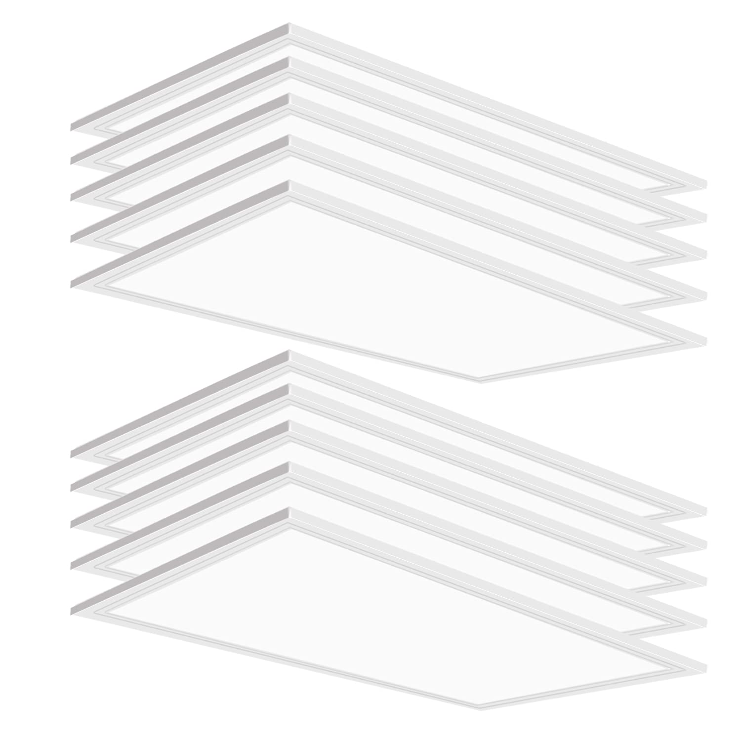 Seuron 2X4 Led Flat Panel Light Fixture, 10 Pack 7800Lm Led Drop Ceiling Light Office Fixture, 5000K Shop Commercial Warehouse Fixture 0-10V Dimmable 2X4 Recessed Edge-Lit Troffer Fixture, Etl Listed