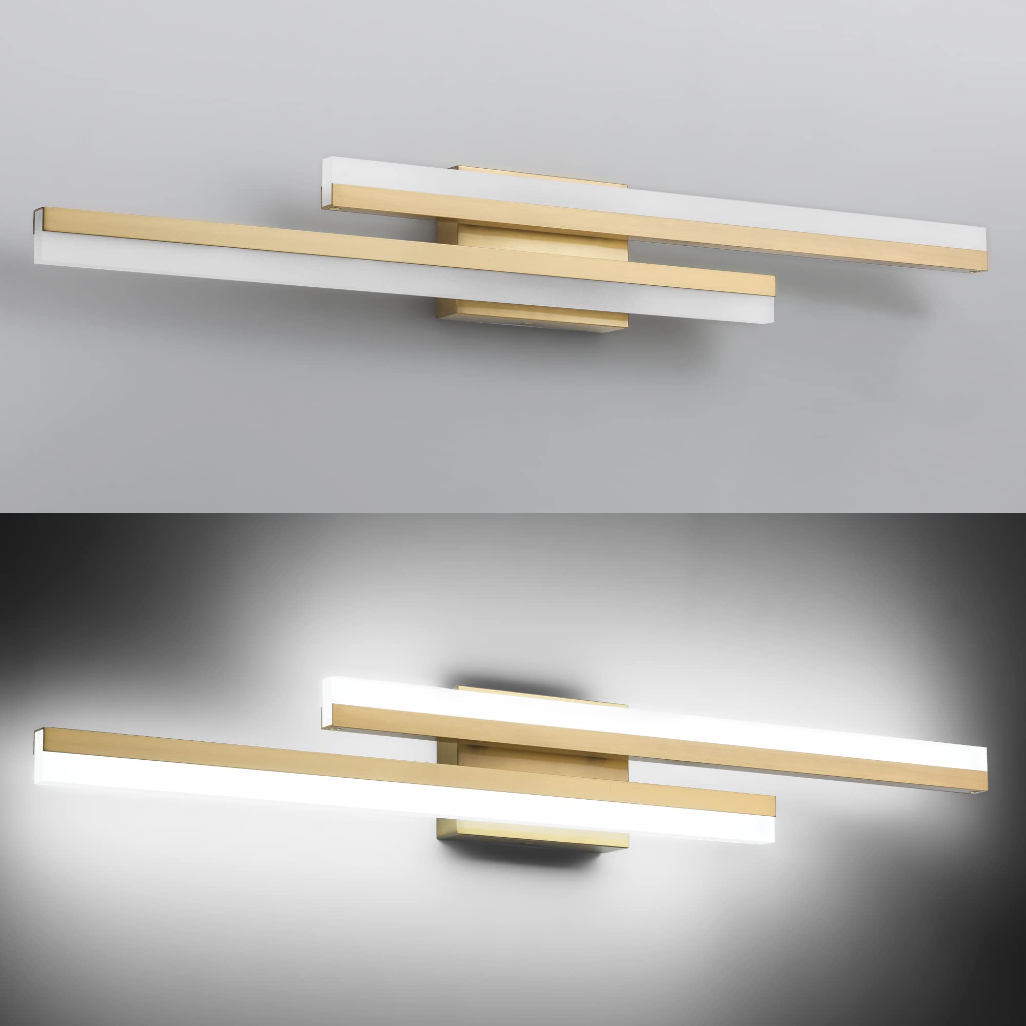 PRESDE Bathroom Vanity Light, Dimmable 3-Color LED, 32in, Metal, Gold Finish