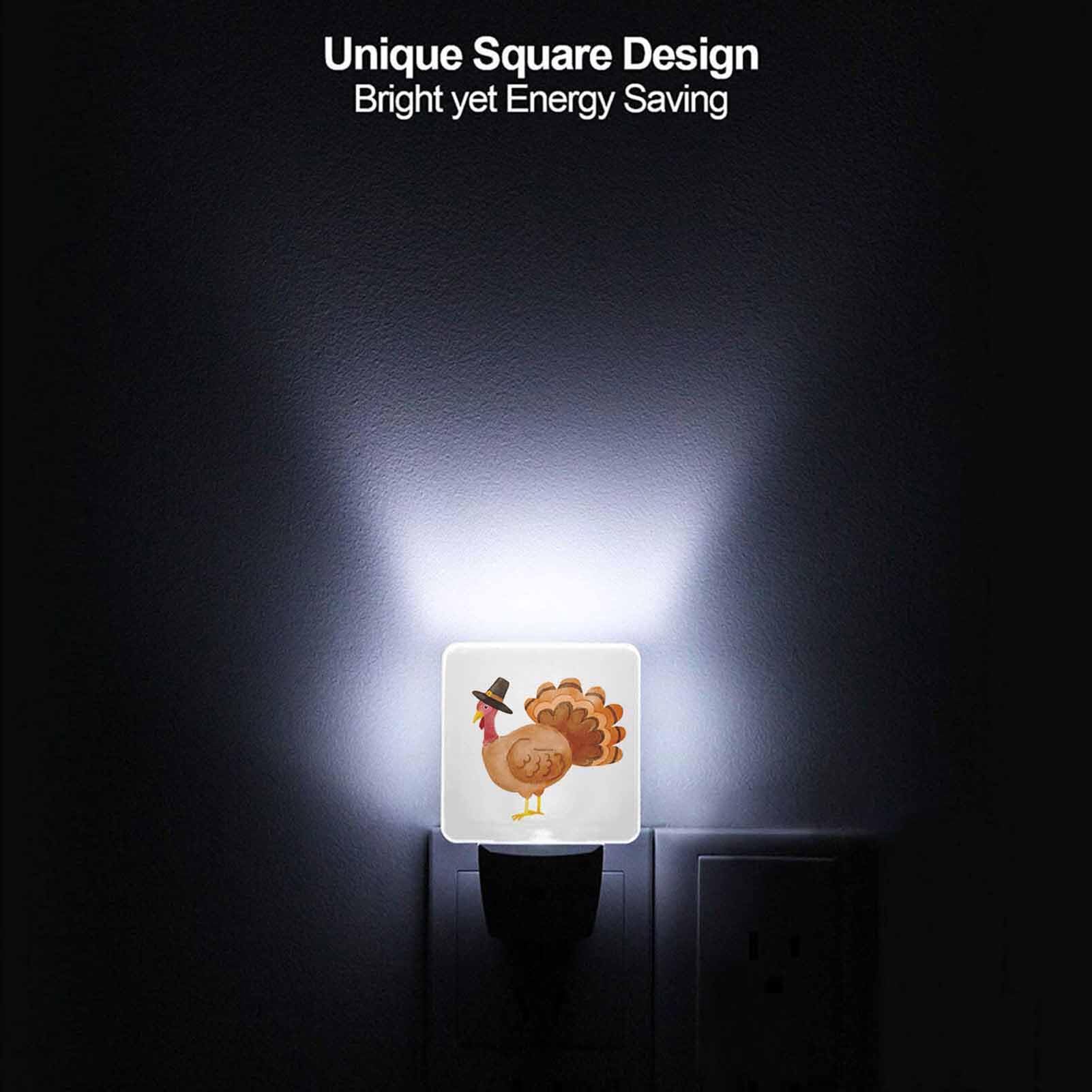 Chrobak Led Night Light With Dusk To Dawn Sensor, 41W Watercolor Thanksgiving Turkey, Model Wml-Night-Light-231023-45