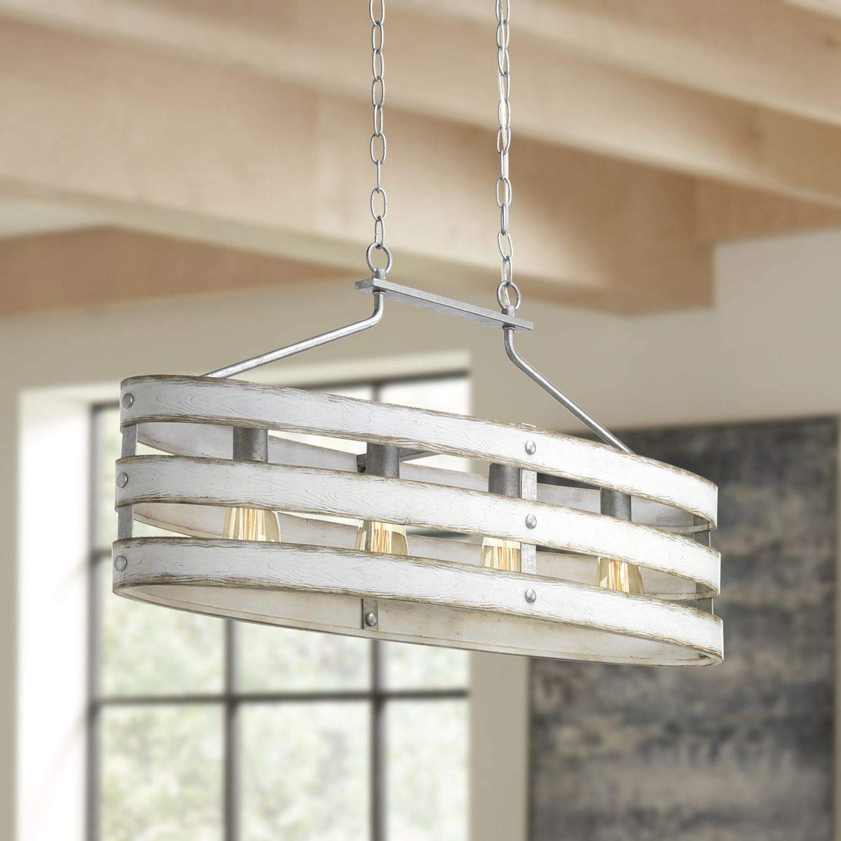 Progress Lighting Gulliver Collection 4-Light Coastal Linear Chandelier Light Galvanized, Gray
