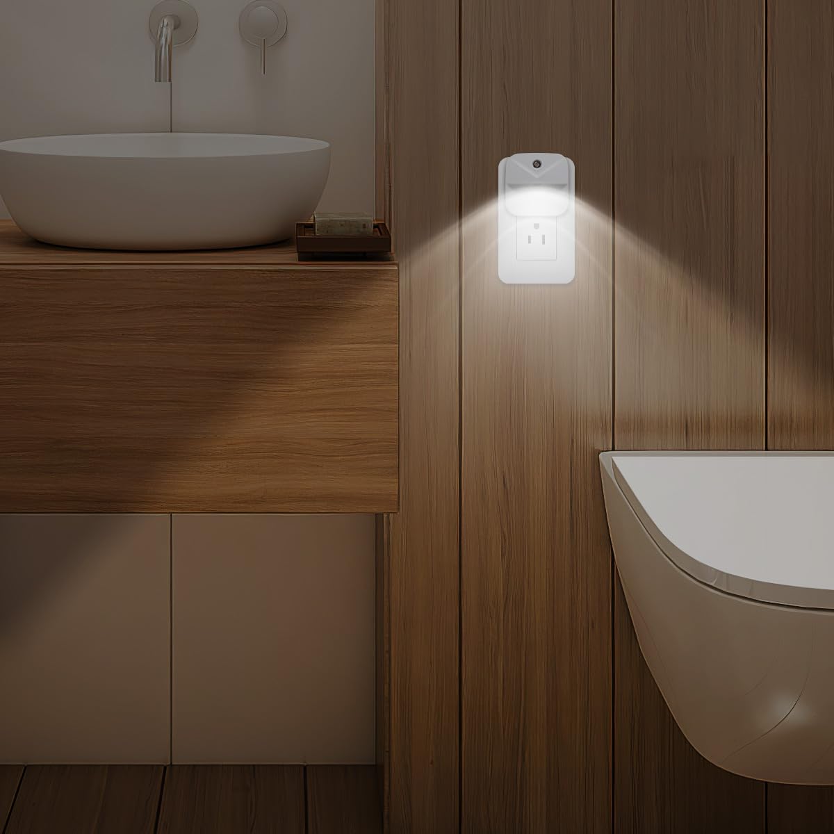 Kinur 6 Pack Led Night Light Plug Into Wall, Daylight White Color Dusk To Dawn Sensor Automatic On And Off For Kids, Nursery, Be