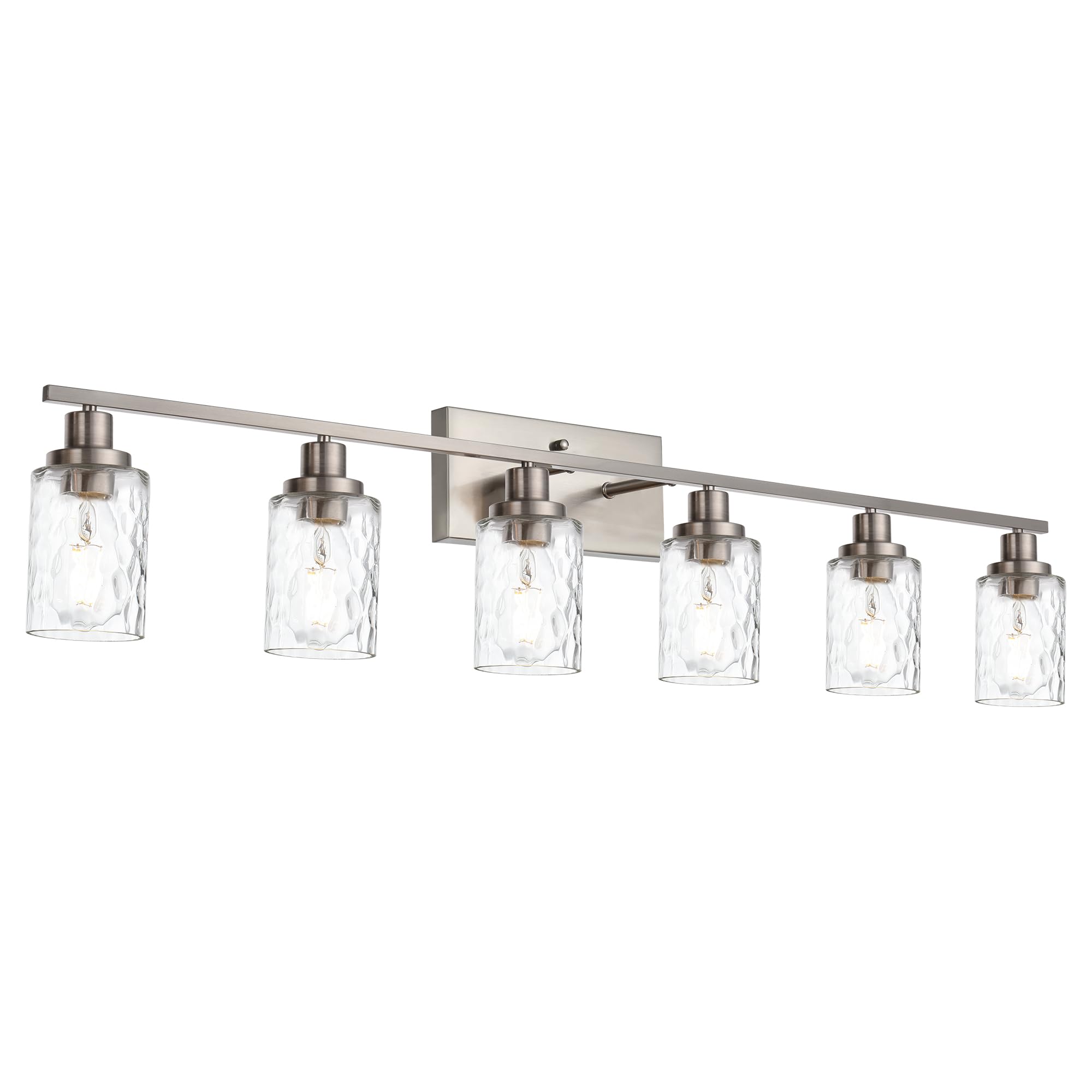 MELUCEE 6-Light Bathroom Vanity Light Brushed Nickel Industrial Wall Fixture Model 450A-6W-SN