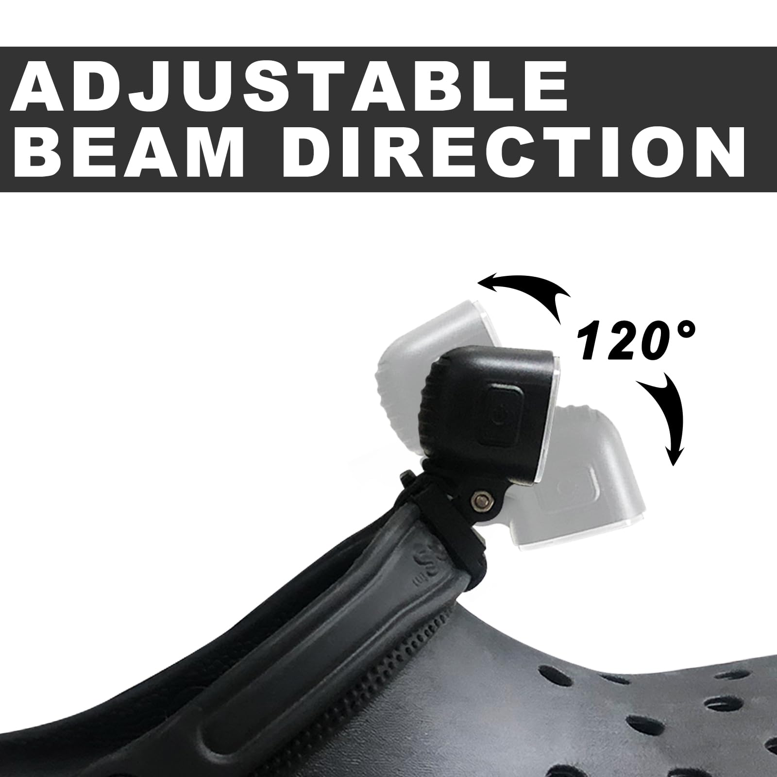 infisu Headlights for Shoes, 2pcs Rechargeable Headlamp Accessories, Compatible with Crocs, Black, Model EGOTCLSBK