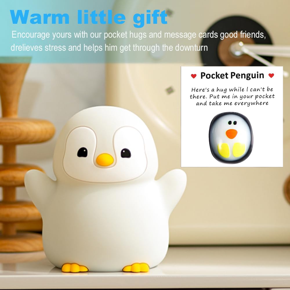 Kangten Chen Cute Penguin Night Light For Kids Bedroom, Animal Silicone Nursery Night Lamp Touch Control Nightlights Usb Recharg