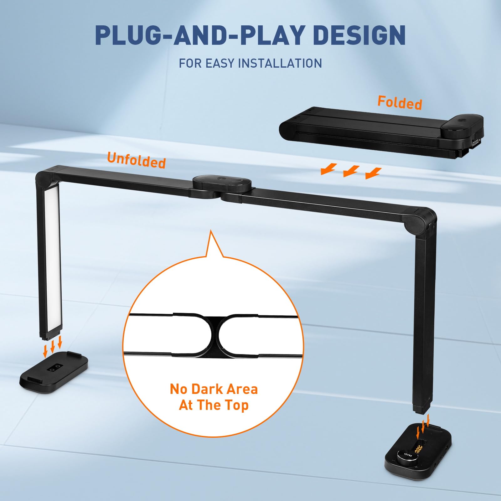 Kirkas 34Inch Large Half Moon Light For Nail Tech, 456 Leds 3 Color Modes Infinitely Knob Arch Nail Light With Phone Holder Char