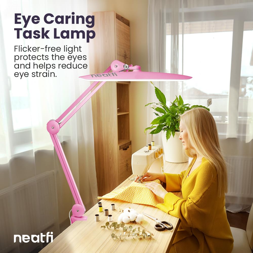 Neatfi XL LED Task Lamp - 2200 Lumens, Dimmable, 3 Light Modes, Pink, Model 9501LED CCT