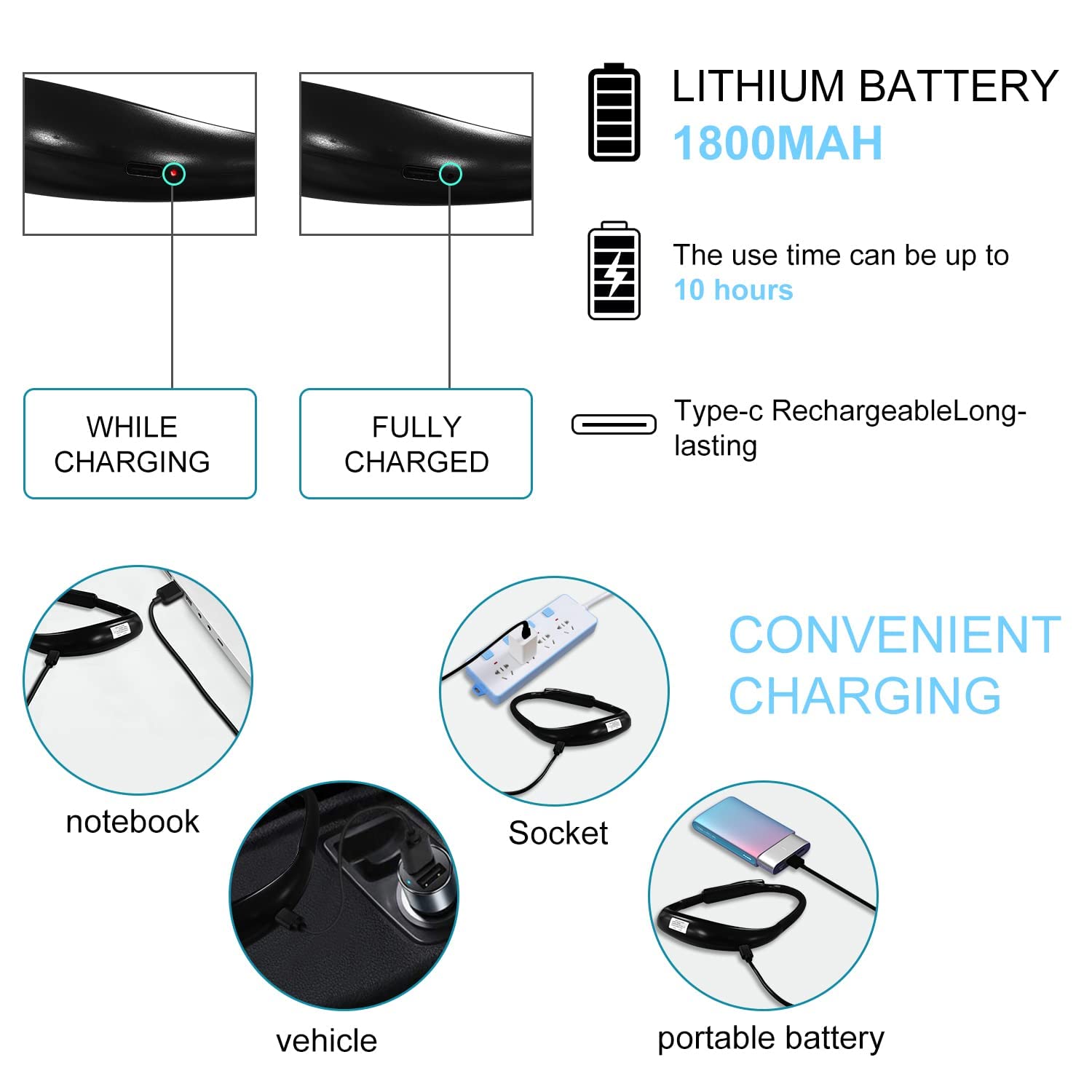 LALAKU LED Neck Reading Light, Adjustable Brightness, 3 Colors, Metal, 1PCS, Black, Model GH-8
