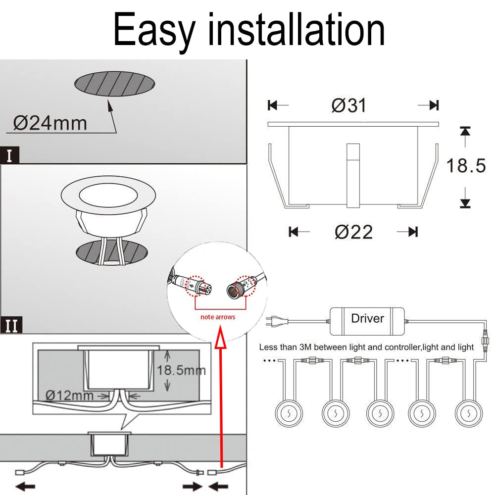 Fvtled Led Deck Lights Kit, 6Pcs F1.22 Wifi Smart Phone Control Low Voltage Recessed Rgbw Deck Lighting Waterproof Outdoor Yard