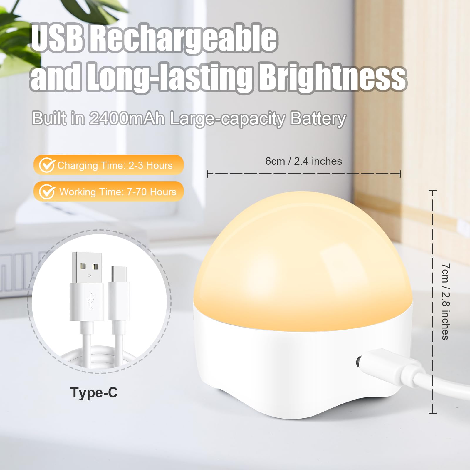 LUSKLLI Rechargeable Light Bulb,LED Portable Bulb with Remote Control, Timer, Battery and 3 Color Temperatures Backup Emergency