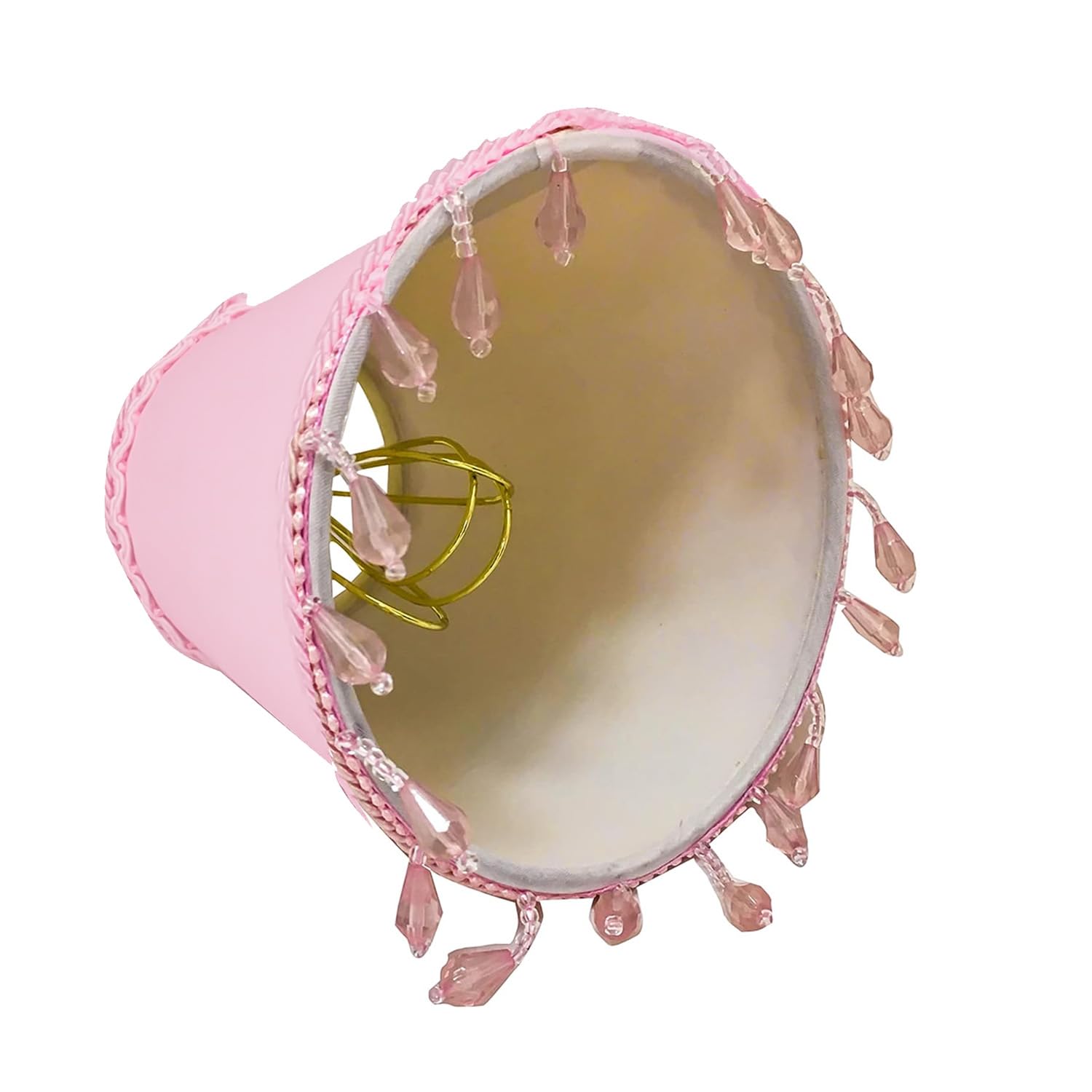 Royal Designs, Inc. Beaded Empire Chandelier Lamp Shade With Decorative Trim, 3 X 5 X 4.5 Inch, Clip-On, Pink, Single