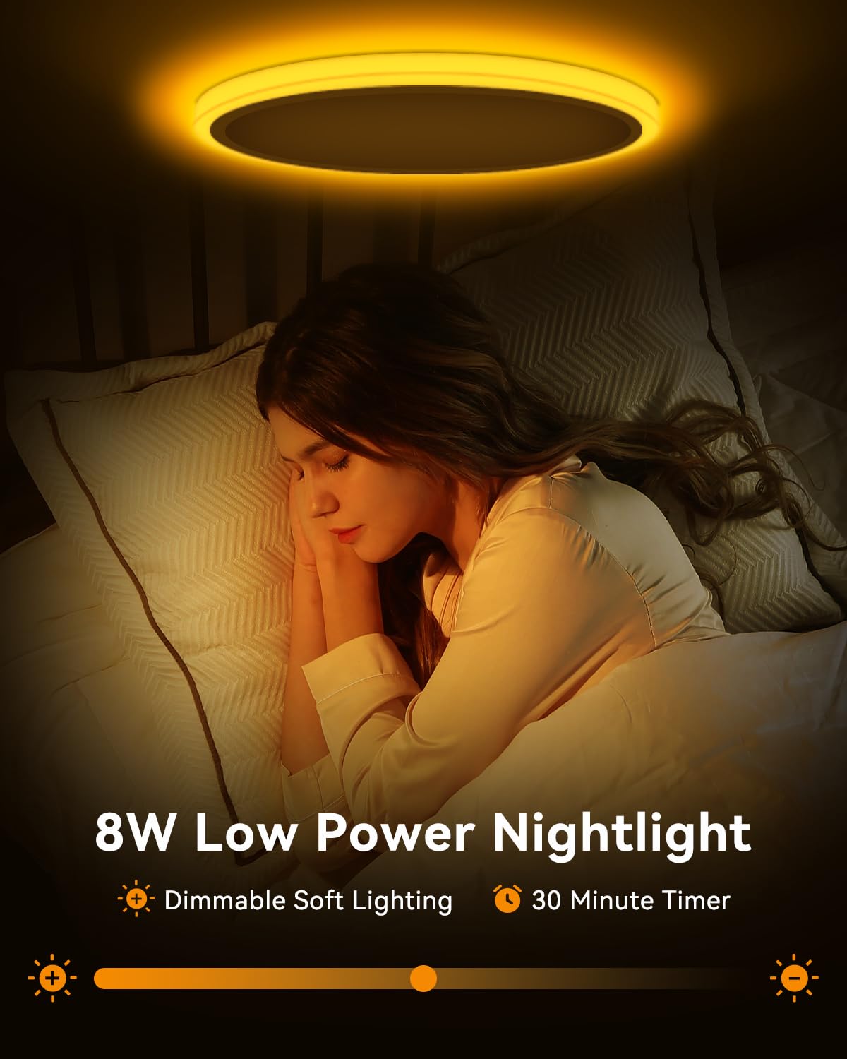 Aphyni 15.8 Inch Led Flush Mount Ceiling Light With Night Light, 36W 3600Lm 3000K-6500K Dimmable Ceiling Light Fixture For Bedro