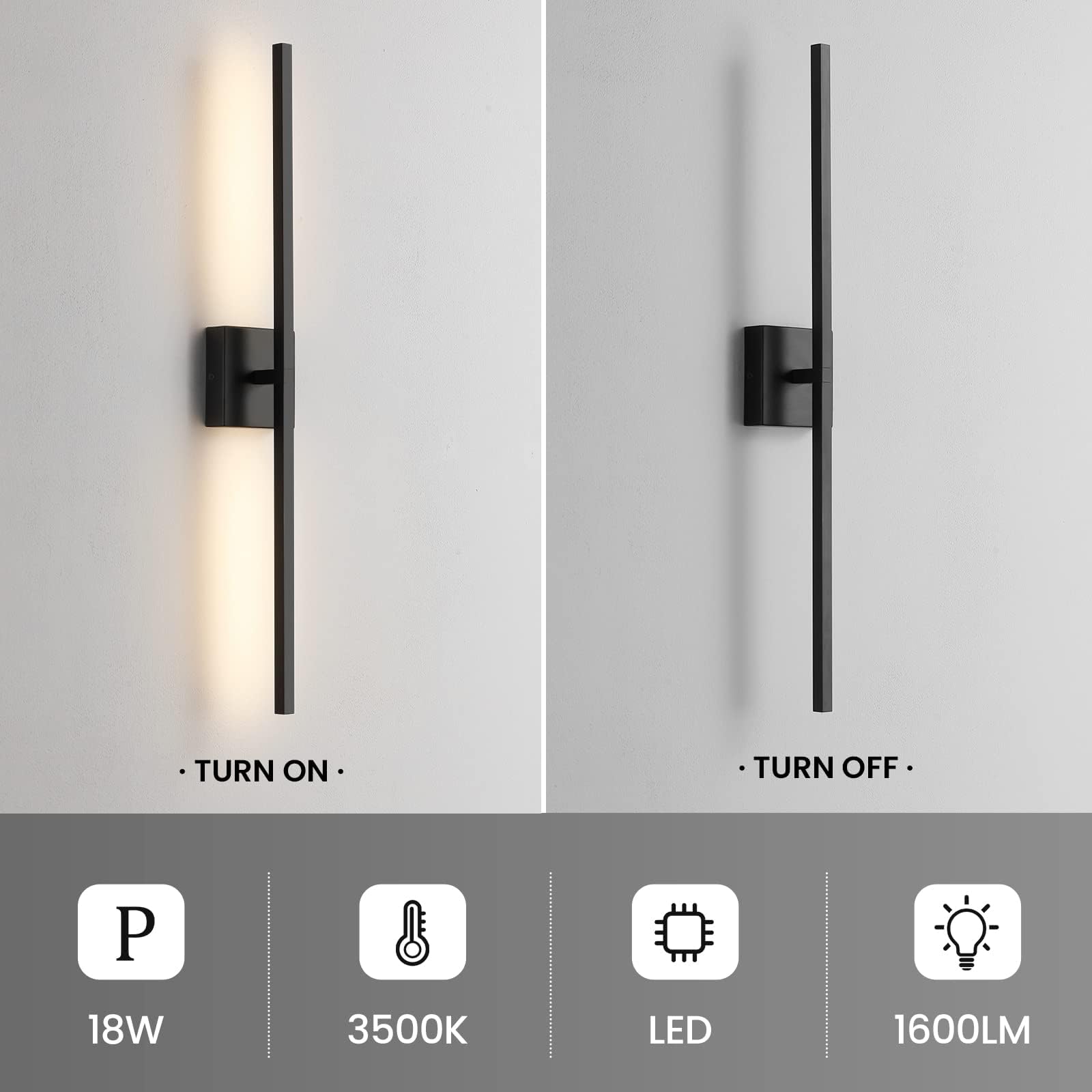 Ccycol Black Bathroom Light Fixtures 360 Rotatable Black Vanity Lights For Bathroom Led Dimmable 30 Inch Modern Wall Sconce With