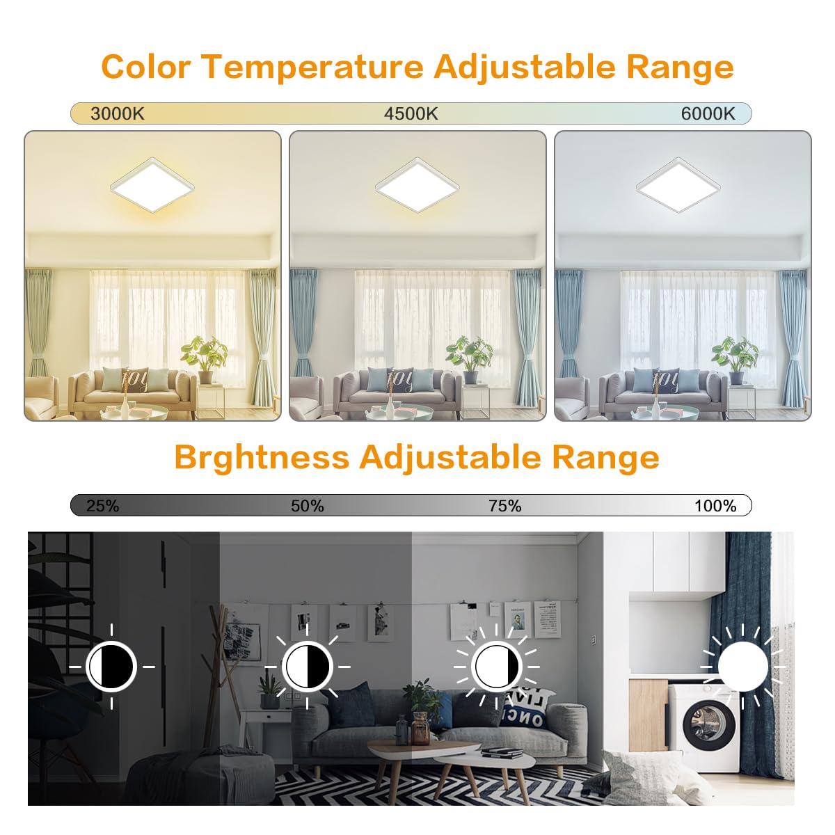 Tealight 12 Inch Dimmable Led Flush Mount Ceiling Light With Remote, 24W Full Cct Brightness Adjustable Square Led Ceiling Lamp,