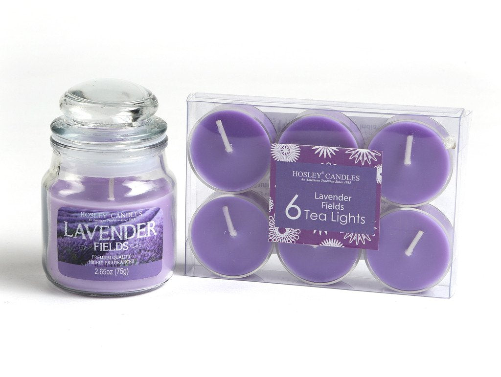 HOSLEY Combo of Lavender Fields Fragrance Jar Candle with Scented Tealights|Perfect for Home Decor Lighting Gifting|Pack of 1 Ja