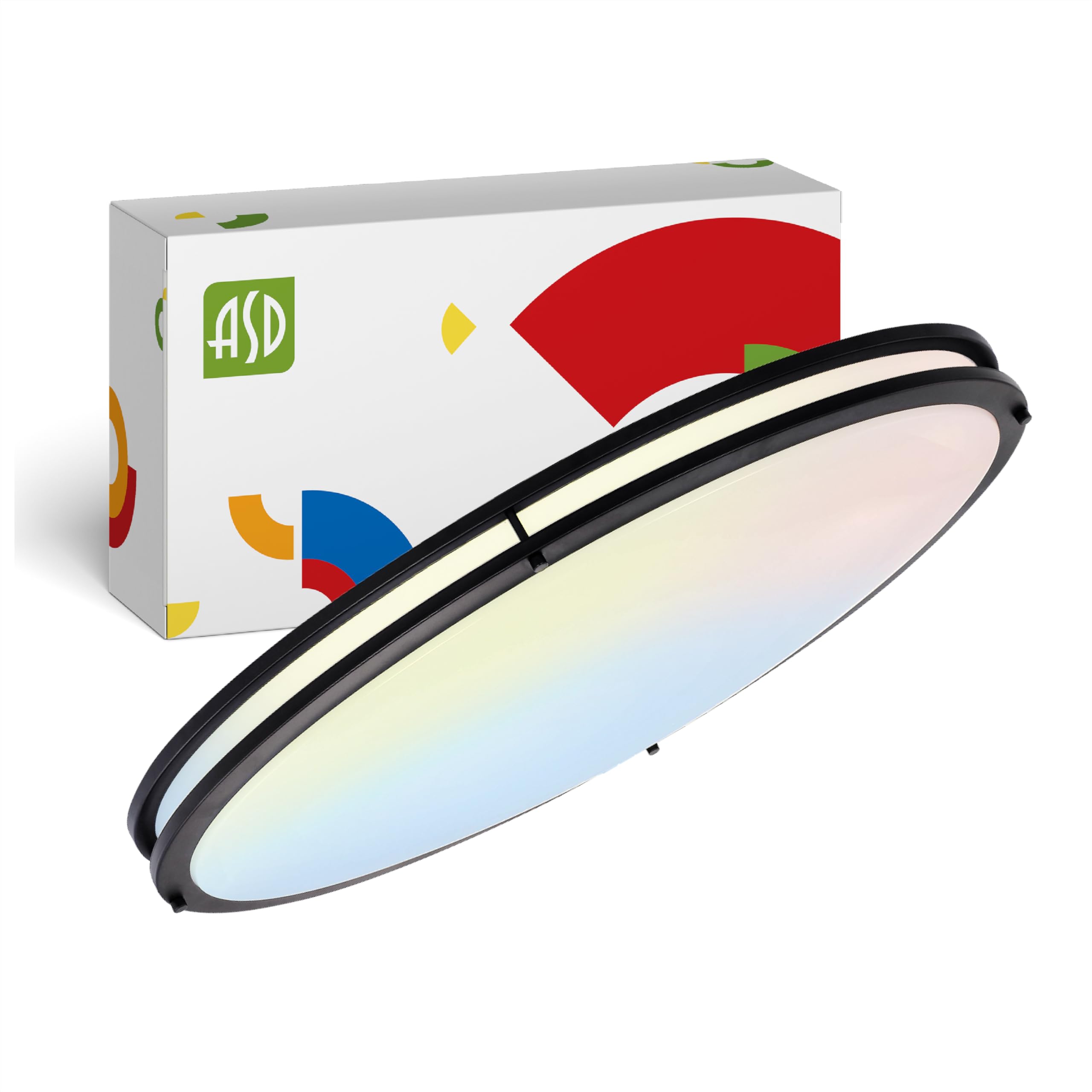 ASD LED Flush Mount Light Fixture, 45W 3750LM, 3000K-5000K, Dimmable, 32 Inch, Black, Model A-LFMOV-M