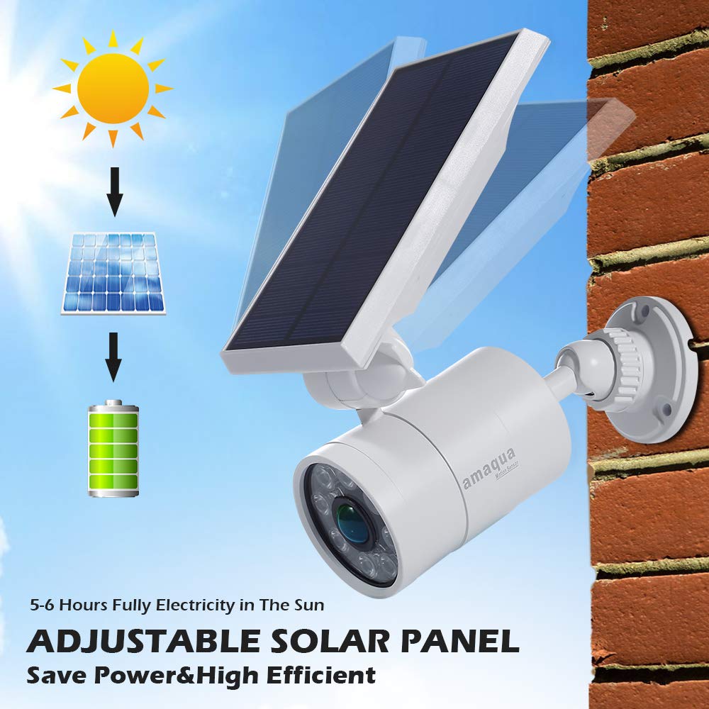 Amaqua Solar Motion Sensor Lights, 1400-Lumen, 9W Led, Outdoor Security Spotlight, White, 2 Pcs