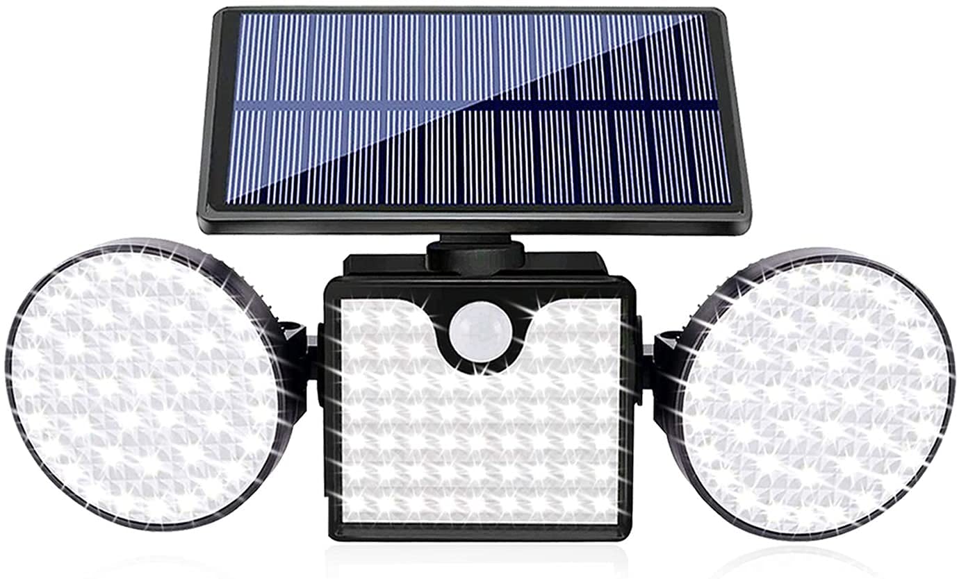 Fatpoom Solar Lights Outdoor 260 LED Solar Powered Wall Lights with Motion Sensor Dual Head Spotlights IP65 Waterproof 360 Adjus