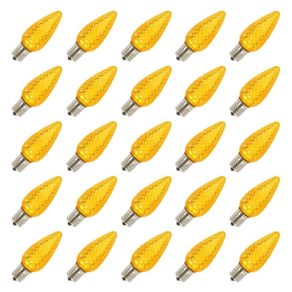 Vickerman C9 LED Replacement Bulb, Yellow, Faceted, 25-Pack, Model XLEDC97-25