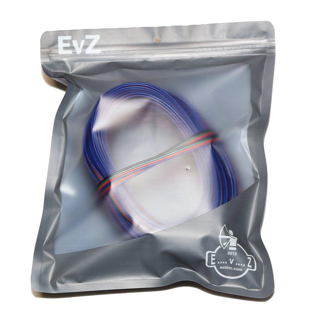 EvZ 22AWG 4 Pin Extension Wire, 33ft/10M, Copper, Black-Green-Red-Blue, for RGB LED Strips 3528 5050,